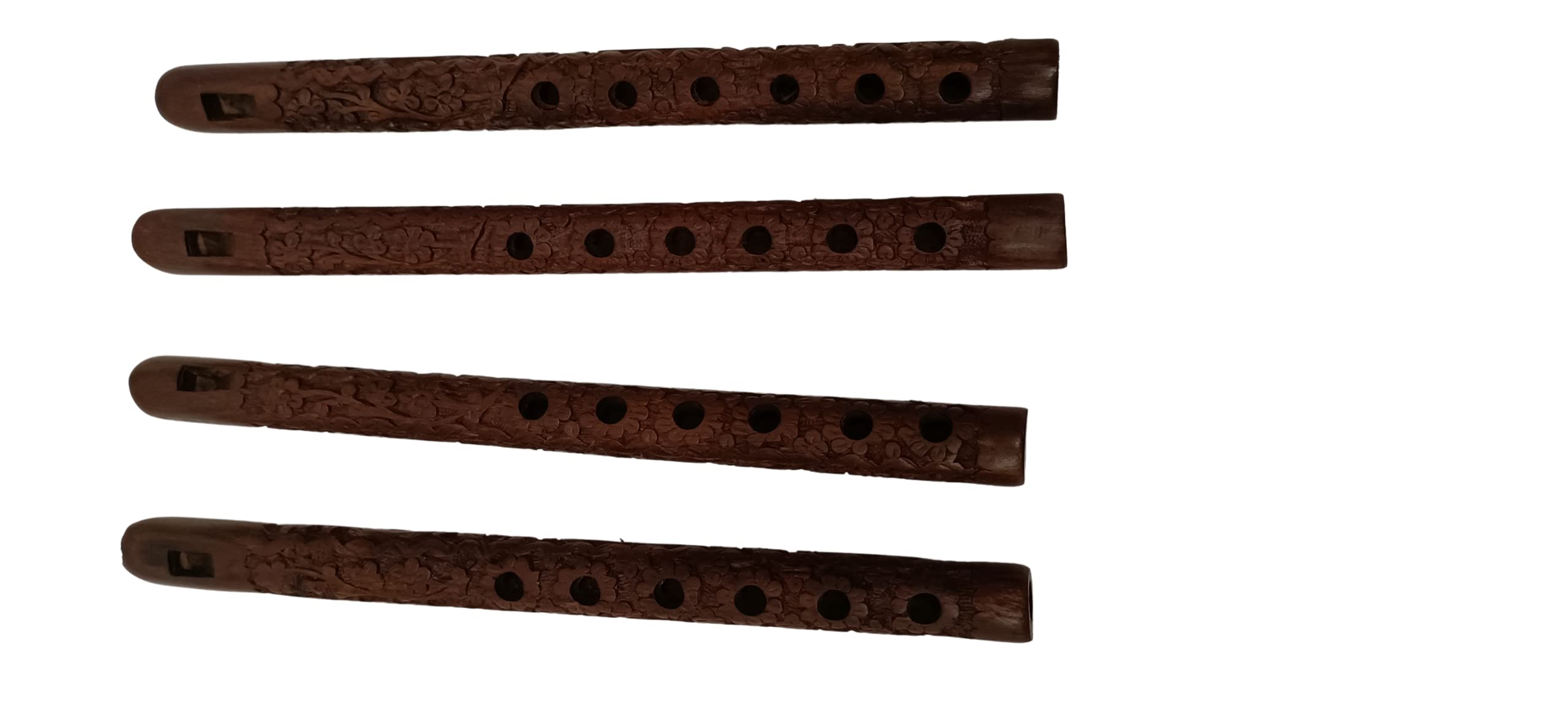 Indian Glance Traditional Wooden Flute Great Sound Woodwind Musical Instrument  Gift Flute For Kids (Set Of 4)