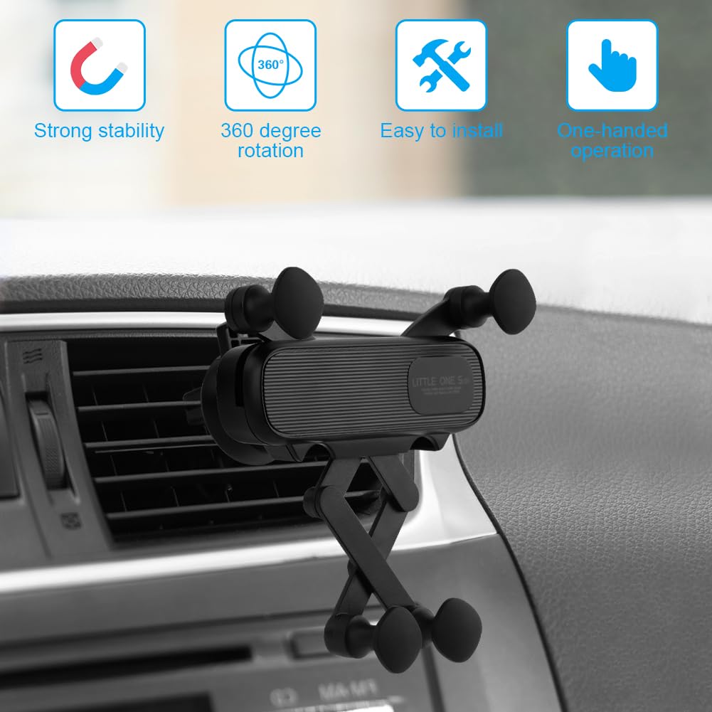 Axfee Phone Mount Holder For Car Vent, Upgrade Gravity Car Phone Holder Mount, Never Blocking Air Vent Clip Cell Phone Holder, C