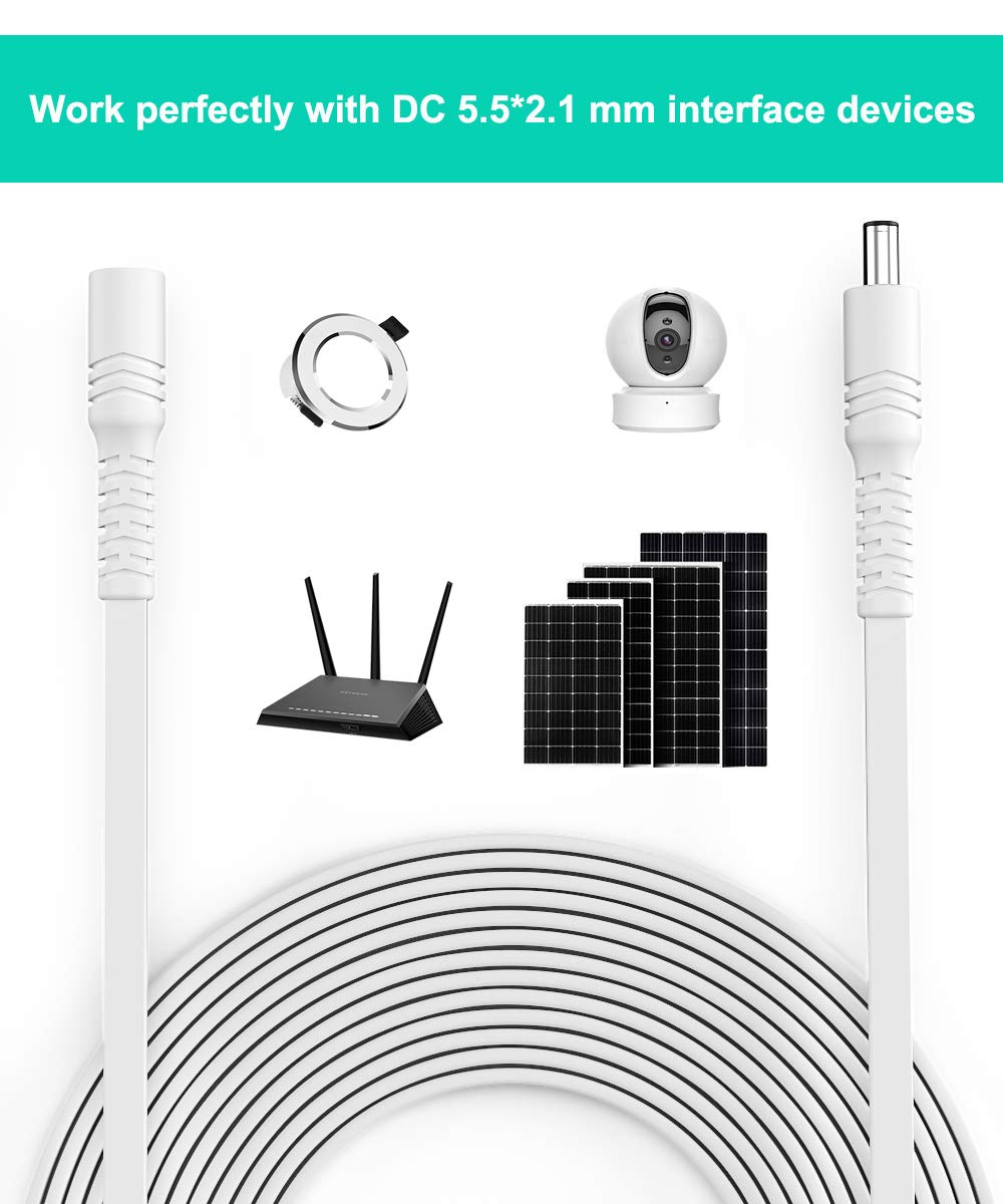 Itramax 10Ft 12V Dc Extension Cable (2 Pack),Dc 2.1Mm X 5.5Mm 5521 Power Supply Adapter Flat Extender Cord,Female To Male Wire For Ip Network,Cctv Security Camera,Dvrs & More Devices,5V,9V,24V,12 Volt