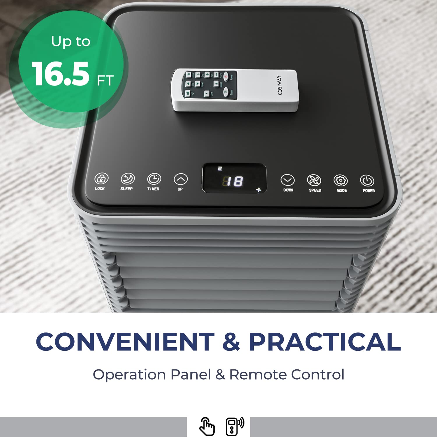 Costway Portable Air Conditioners, 10000Btu Spaces Up To 350Sq.Ft, With Remote Control, 24H Timer & Window Venting Kit, Multi Fu
