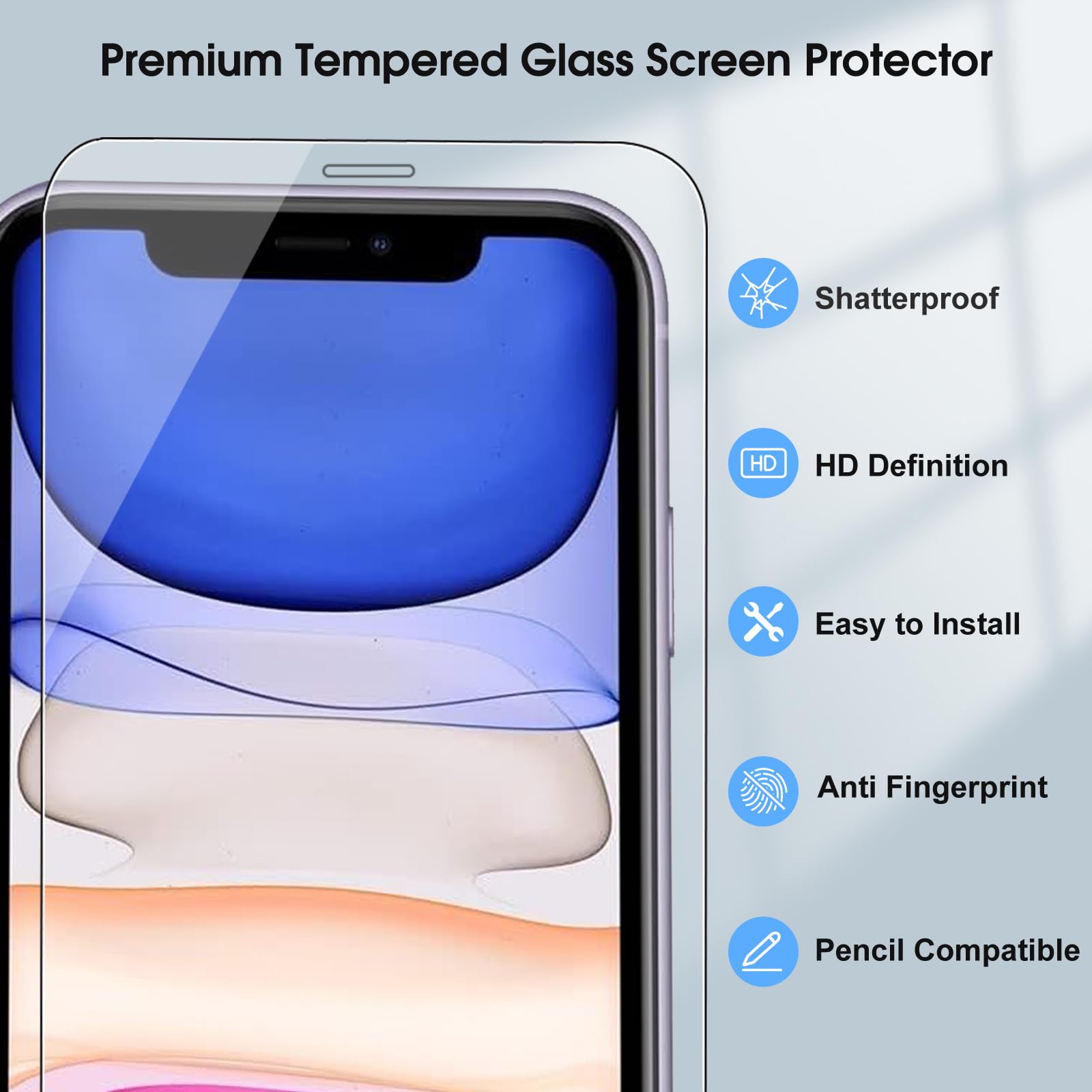Qularlans 3 Pack Screen Protector For Iphone 11/Xr 6.1 Inch, 9H Hardness Shock Resistant Tempered Glass Hd Ultra Clear