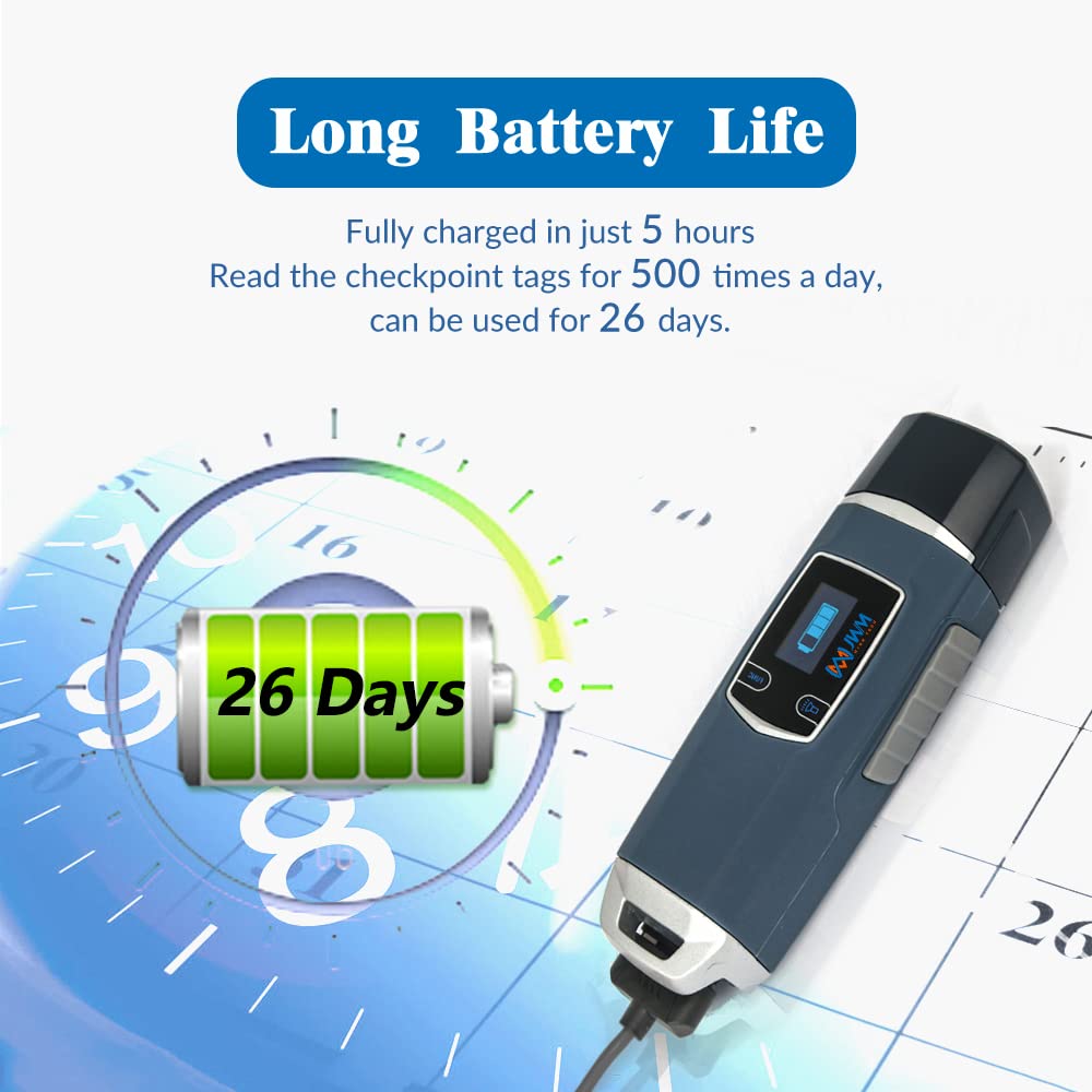 Jwm Long Range Guard Tour Patrol System With Downloader, Rfid Flashlight Security Guard Equipment With Oled Screen, Free Cloud S