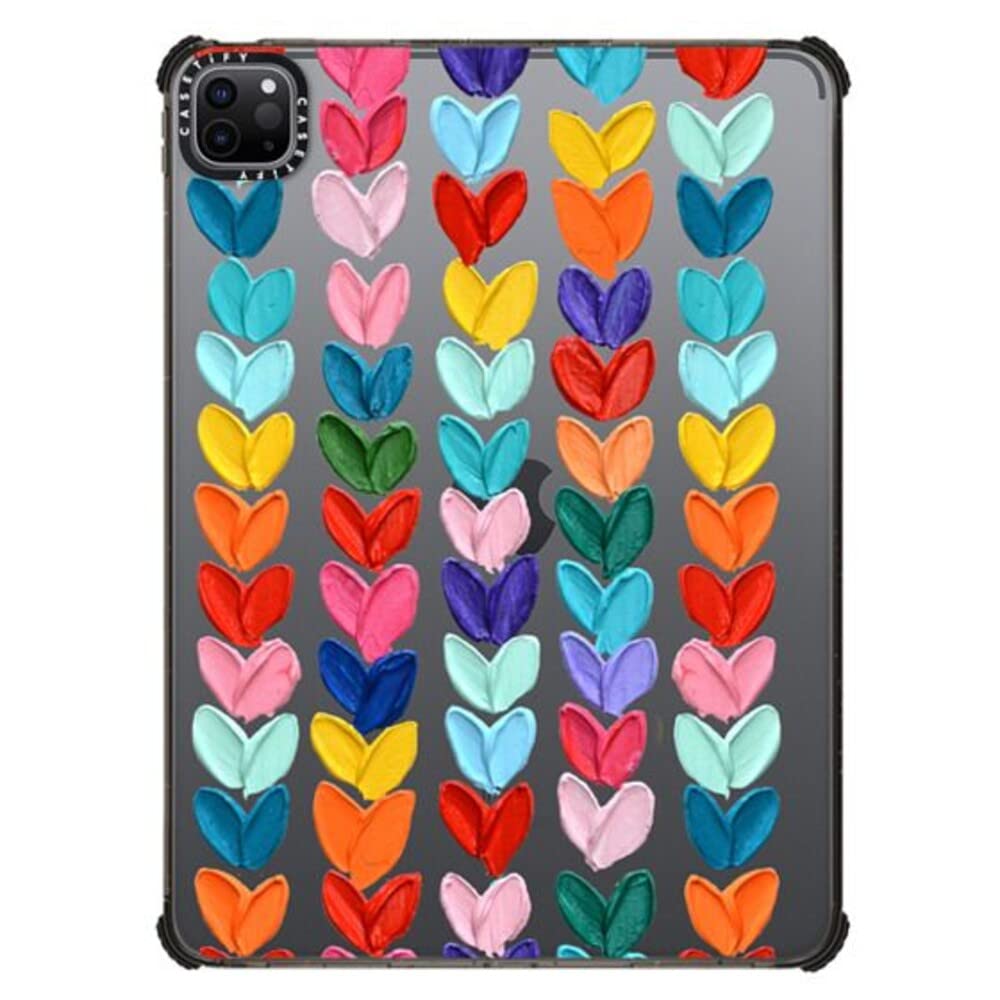 Casetify Impact Case For Ipad Pro 11'' (3Rd/4Th Gen)   Clear Polka Daub Hearts   Clear Black