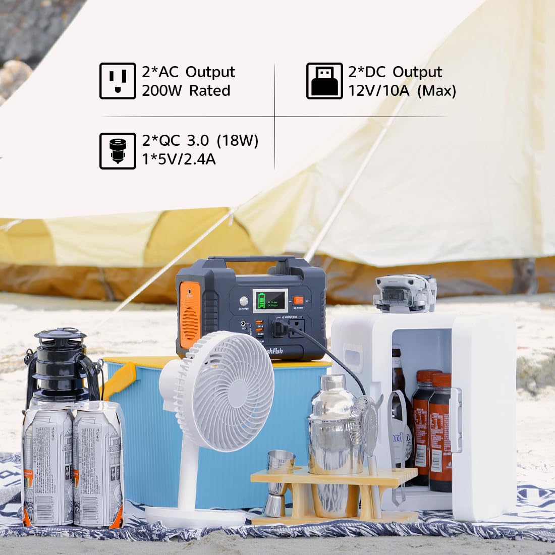 Solar Generator With Solar Panel Included, Flashfish 200W Power Station+100W Foldable Solar Panel, Backup Power Battery Pack And