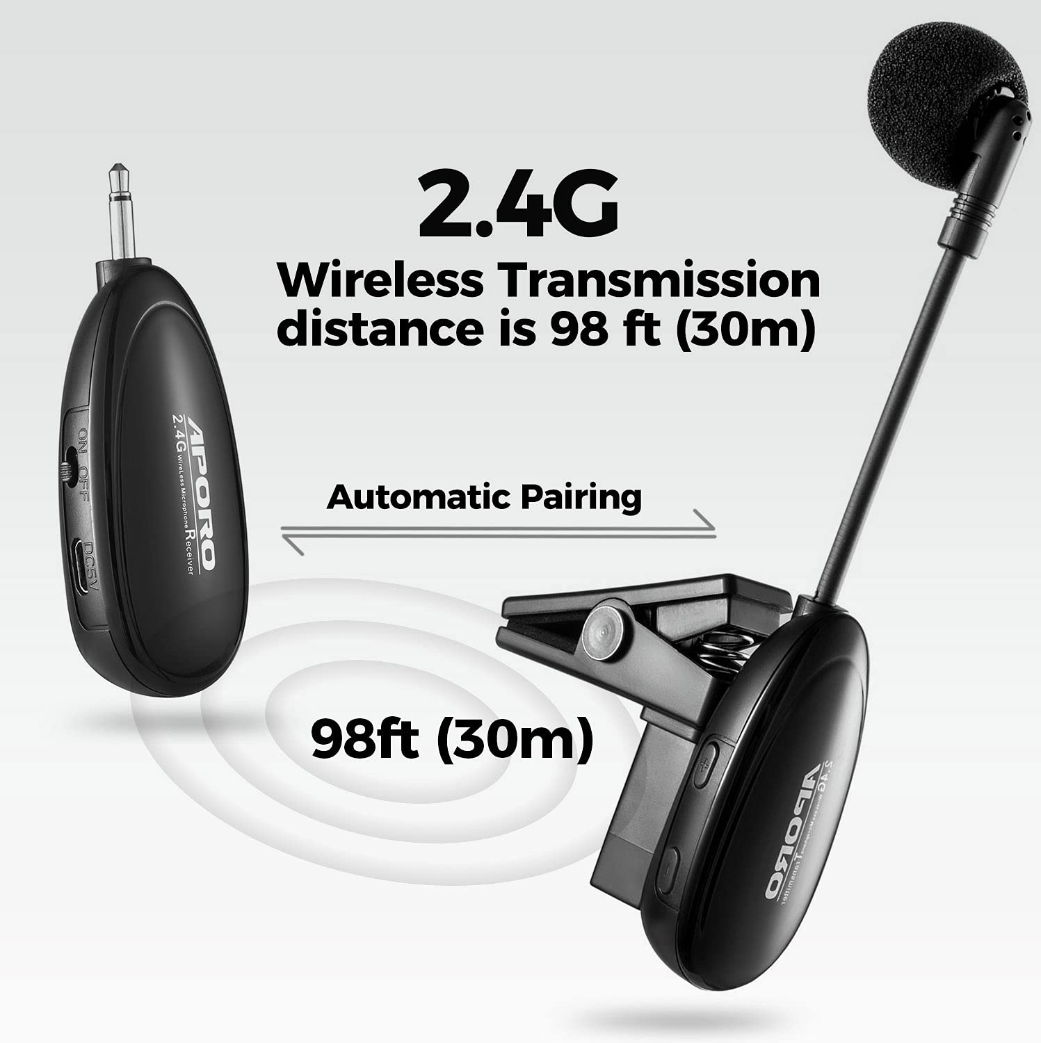 Jcwy 2.4G Wireless Saxophone Microphone, Clip On Music Instruments Microphone, Wireless Receiver And Transmitter, For Saxophone