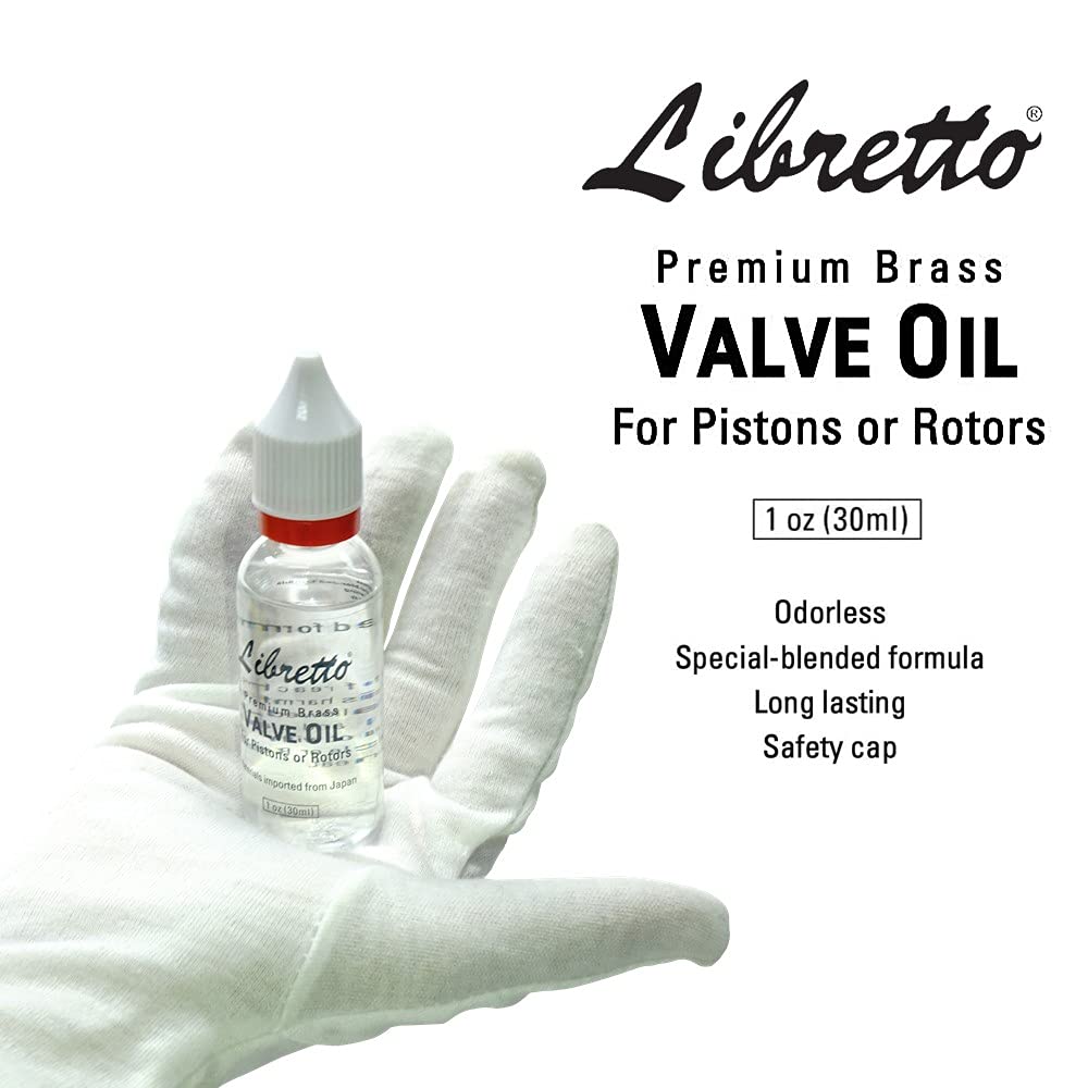 Libretto Brass Valve Oil, Set Of 3, Safety Cap, Premium Lubricant, Long Lasting, Smooth, Odorless, Special Blended Synthetic For