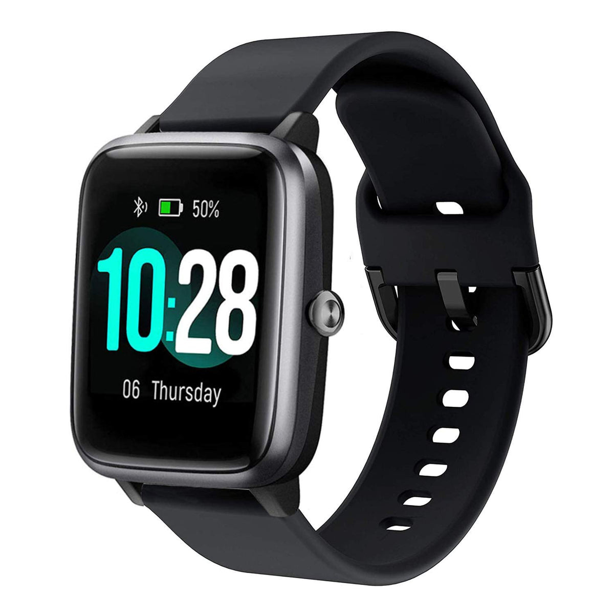 Vicrior Bands Compatible With 19Mm Id205L Veryfitpro Smart Watch, Quick Release Soft Silicone Fadeless Pattern Printed Floral Replacement Band For Id205L, Id205G Id205 Id205U Id205S, Black