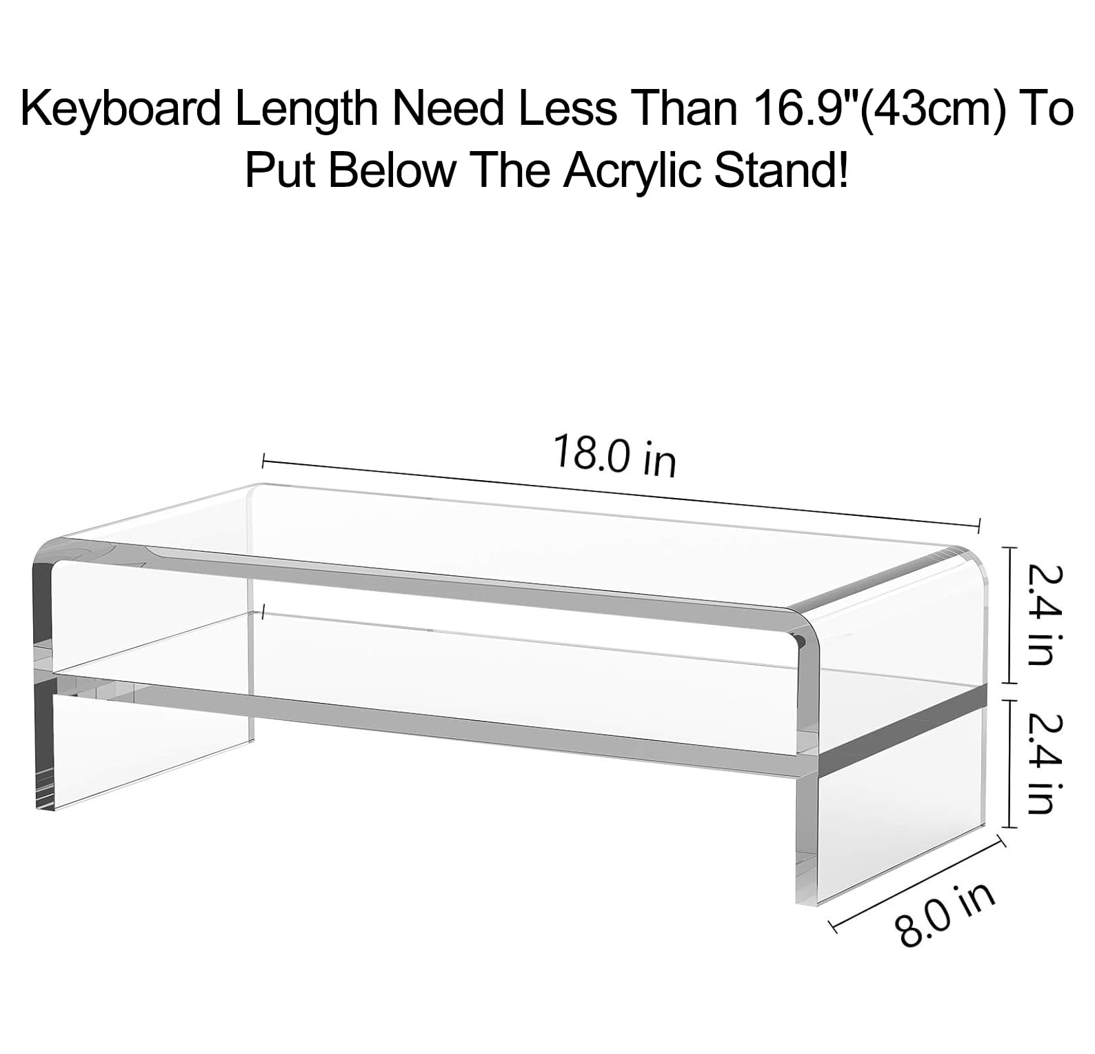 Egchi Acrylic Monitor Stand,2 Tiers Computer Monitor Riser(18X8X5.5 Inches),Computer Stand/Monitor Riser For Office,School,Home,