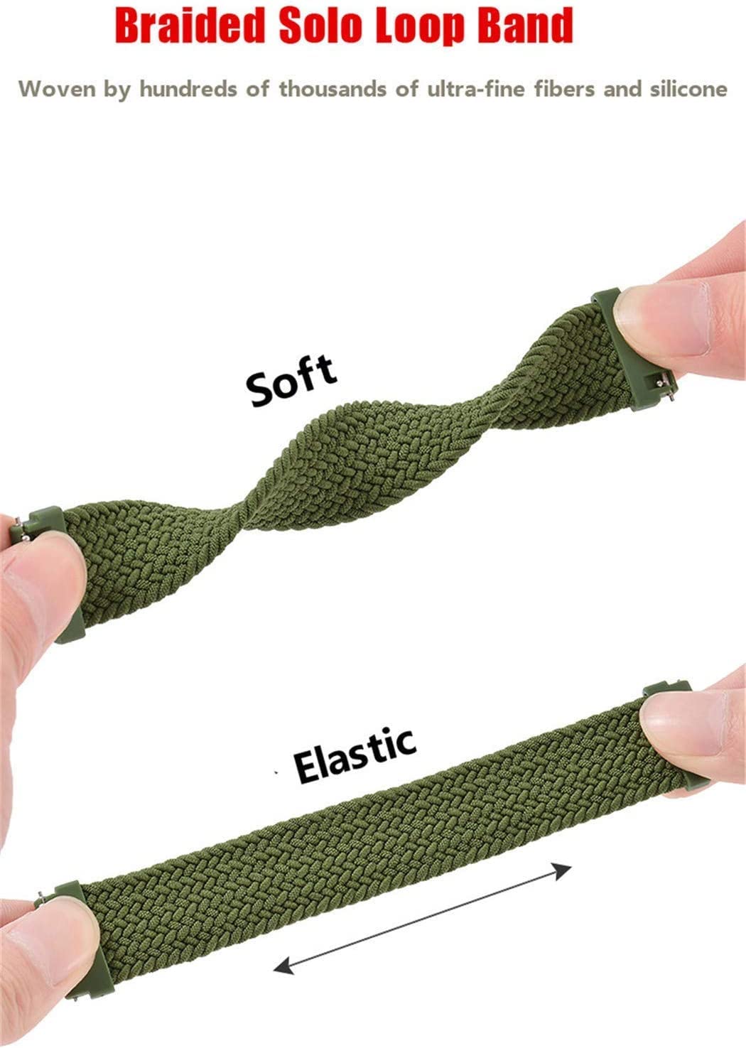 22Mm Band Braided Solo Loop For Samsung Galaxy Watch 3 Band 45Mm/Galaxy Watch 46Mm/Gear S3 Frontier Classic,For Huawei Watch Gt3