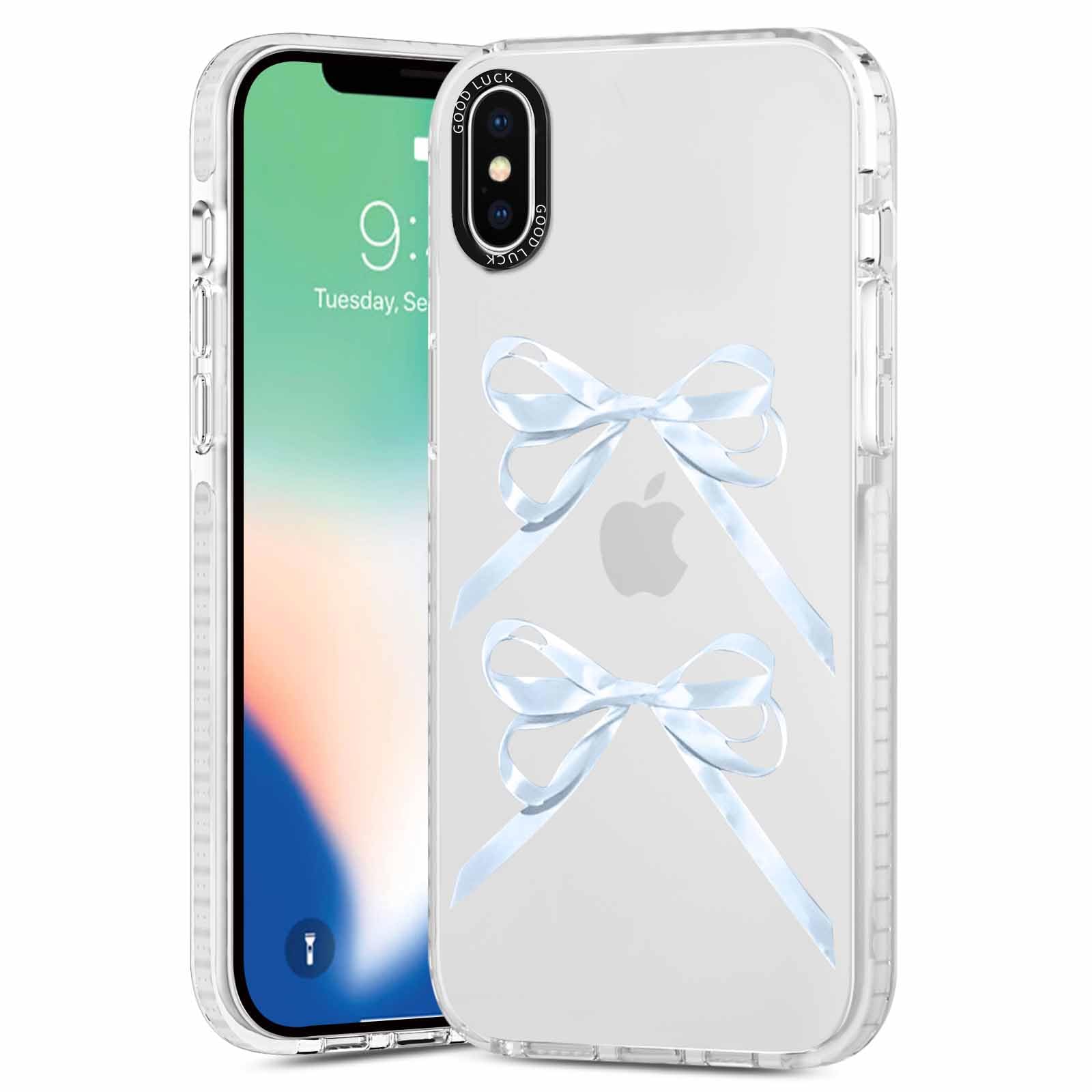 Rumdey 2 Pack Clear Bow Phone Case For Iphone X/Xs 5.8 Inch, Cute Aesthetic Pattern Design Protective Soft Slim Shockproof Tpu B