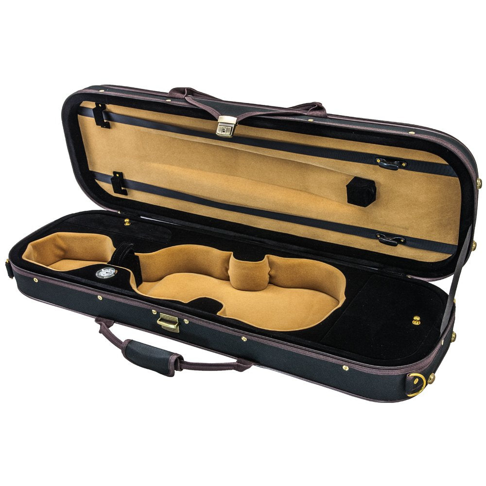 Sky 4/4 Full Size Violin Oblong Case Lightweight With Hygrometer Black/Brown Khaki