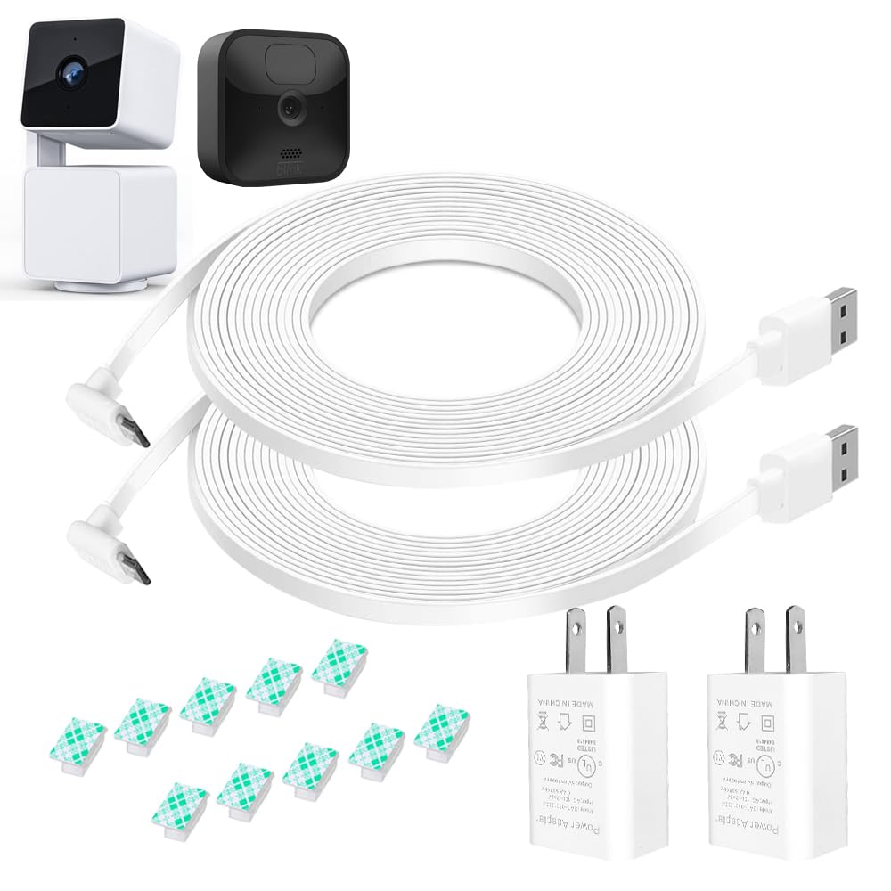 Dianmu 10Ft Power Cable And Adapter For Wyze Cam Pan V3 Indoor/Outdoor, Blink Outdoor (3Rd Gen), L Shaped Extension Charging Pow