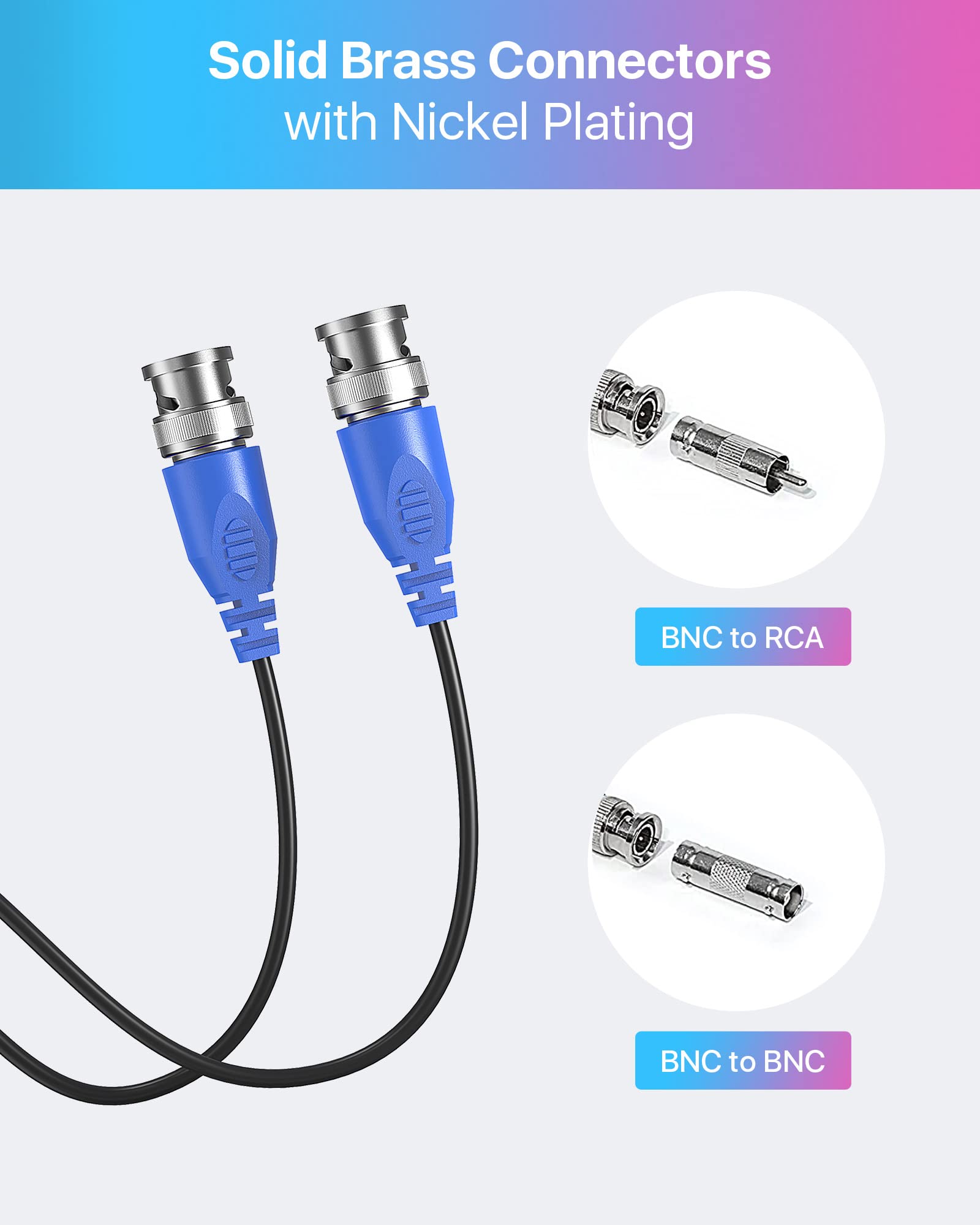 Zosi 2 Pack 150Ft (45 Meters) All In One Video Power Cable, Bnc Extension Surveillance Camera Cables For Video Security Dvr Came