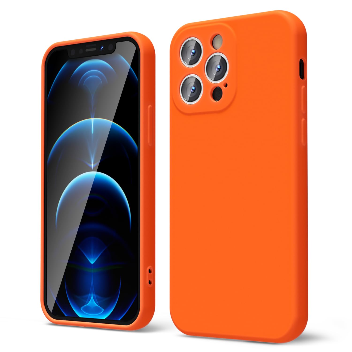 Oakxco For Iphone 12 Pro Case Liquid Silicone, Fluorescent Bright Solid Color, Soft Rubber Gel Elegant Aesthetic Cover, Thin Sli