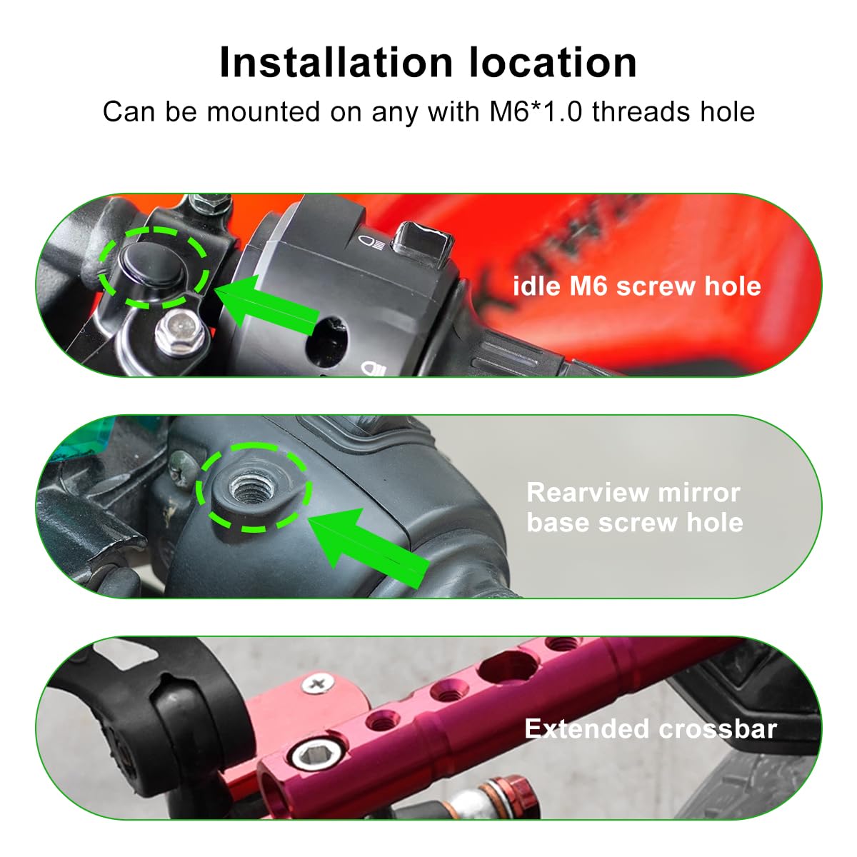 Fanaue M6 02 Aluminum 1'' Ball Head Adapter With M6X1.0 Threaded Post For Ram Mounts B Size Double Socket Arm & Bike Motorcycle