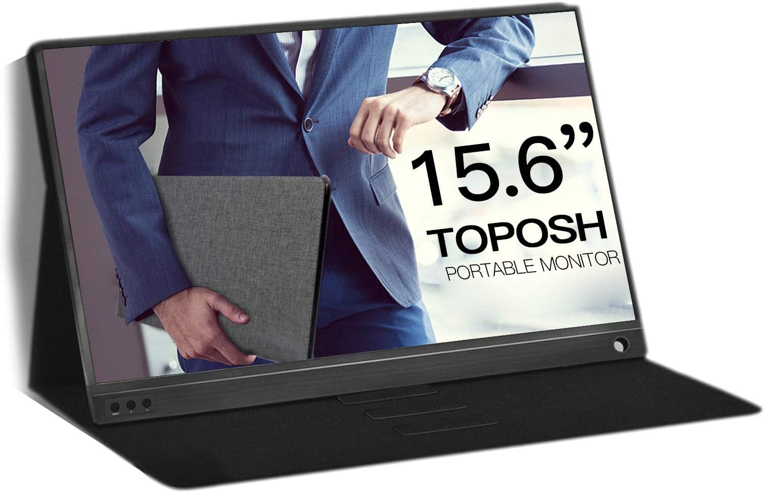 TOPOSH Portable Monitor 15.6 USB Type-C Full HD 1080 IPS USB C Portable Monitor Built-in Dual Speakers Compatible with Laptop Co