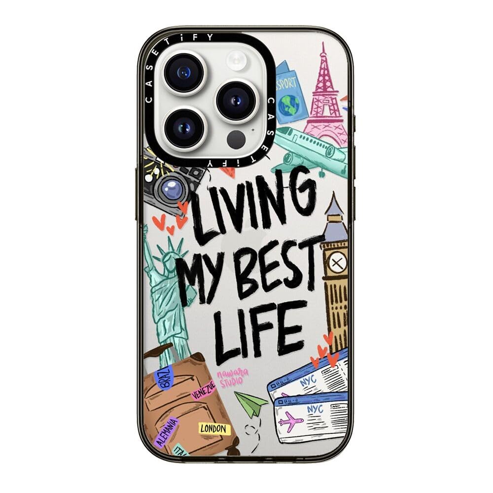 Casetify Compact Iphone 15 Pro Case [2X Military Grade Drop Tested / 4Ft Drop Protection]   Travel Lover By Nawara Studio   Clea