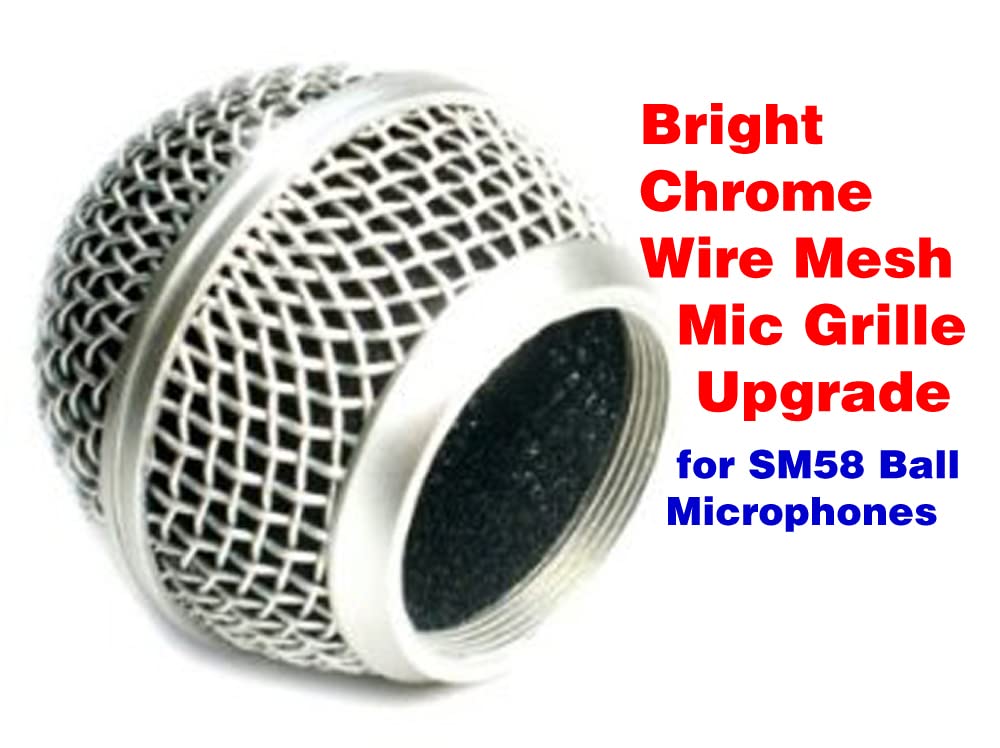 Performance Plus Mb58S C Mic Wire Mesh Replacement Ball Grill For Shure Sm58, Bright Chrome
