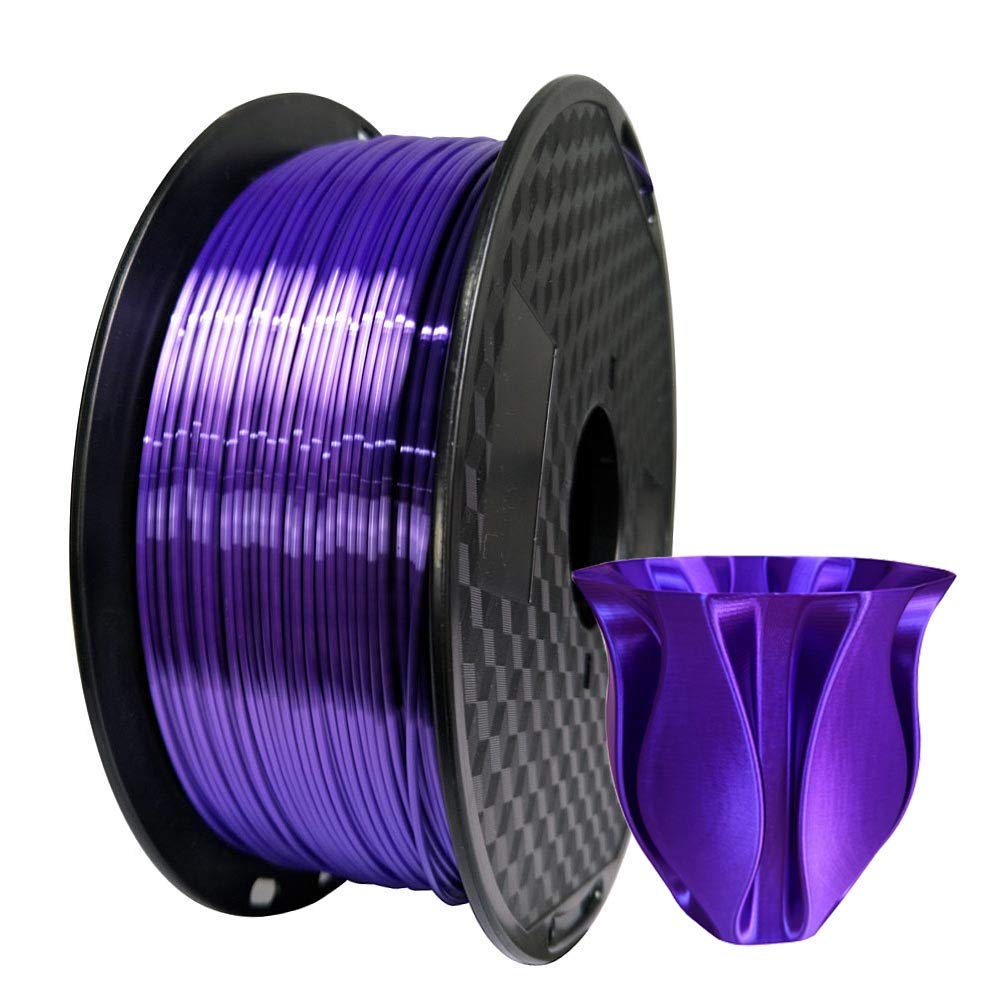 Silk Purple Pla 1.75Mm 3D Printer Filament 1Kg (2.2 Lbs) Silky Shiny Purple 3D Printing Material Metallic Dark Violet Purple Col