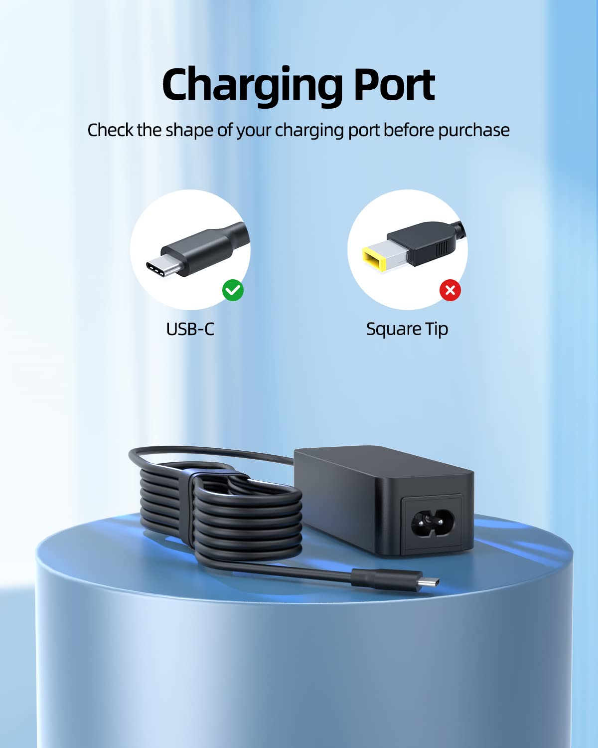 Chromebook Charger Fit For Lenovo 100E 300E 500E C330 C340 C630 S330 S340 11E 14E Laptop Power Supply Adapter Cord, (Ul Safety Certified), Usb C, 45W