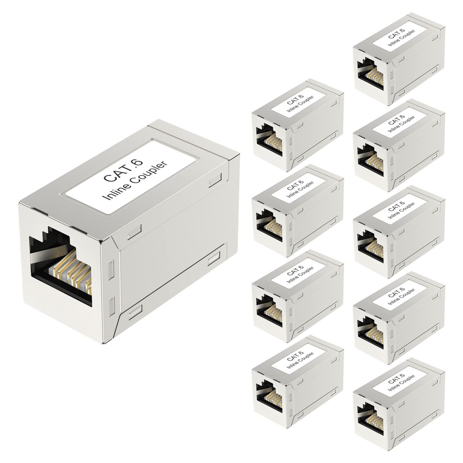 Vcelink Rj45 Cat6 Coupler Shielded 10 Pack, Ethernet Cable Extender Cat6/Cat5E/Cat5 Inline Coupler Poe Female To Female Connecto