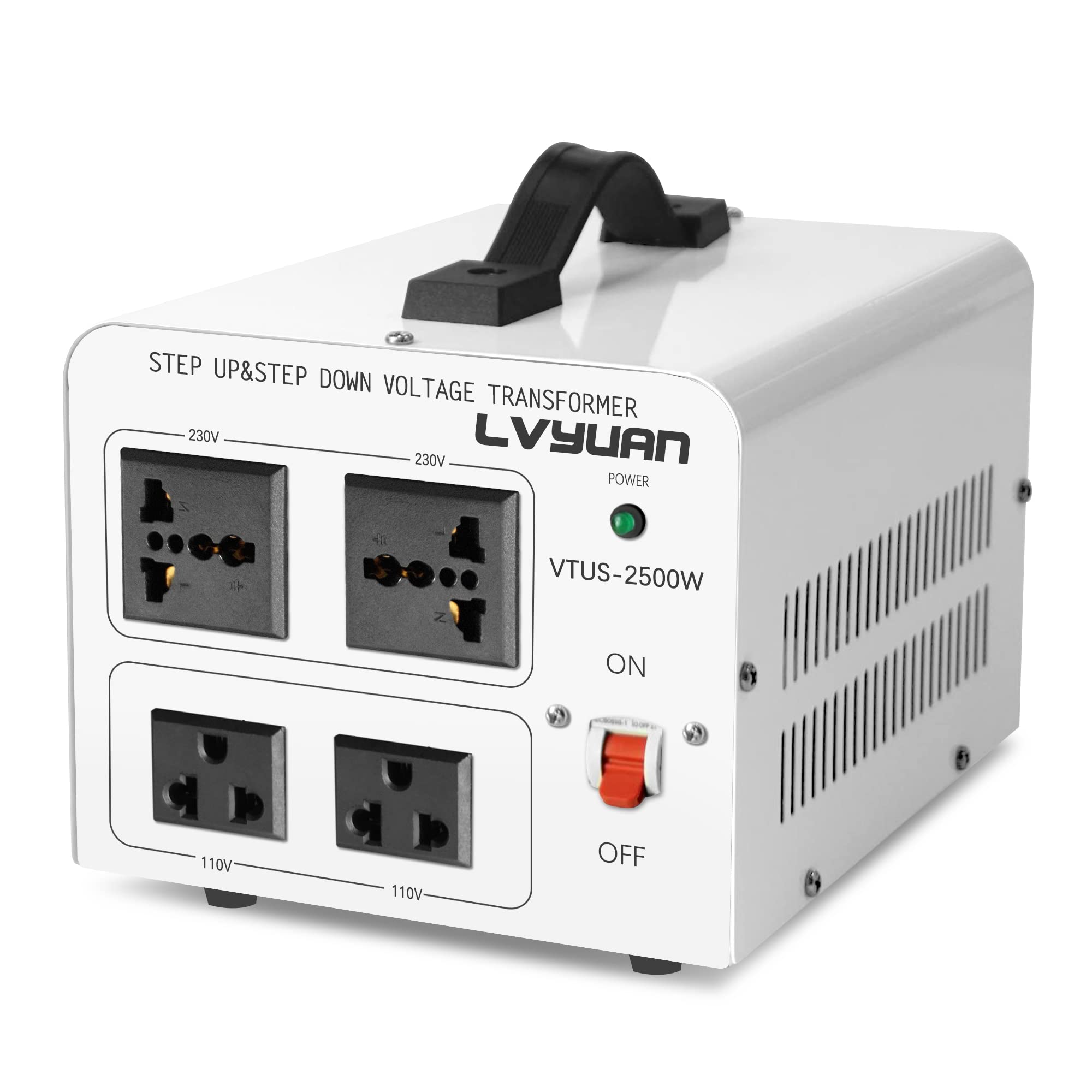 Lvyuan 2500W Voltage Transformer Power Converter Step Up 110V To 220V, Step Down 220V To 110V, 110/120 Volt   220/240 Volt
