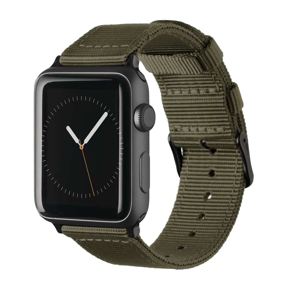 Archer Watch Straps - Premium Nylon Straps for Apple Watch (Olive, Black, 44/45/46/49mm)