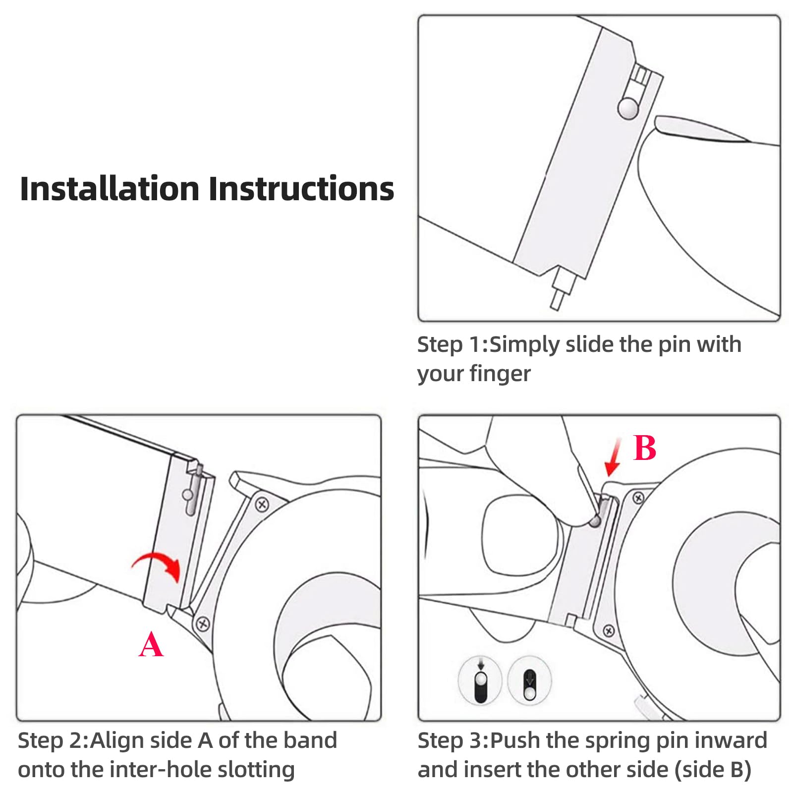 OWKEY Kids Nylon Bands 3 Pack for Gizmo Watch 1/2/3 & Gabb Watch, Pomegranate Red/Pink/Rainbow, Breathable & Washable, Easy Hook &