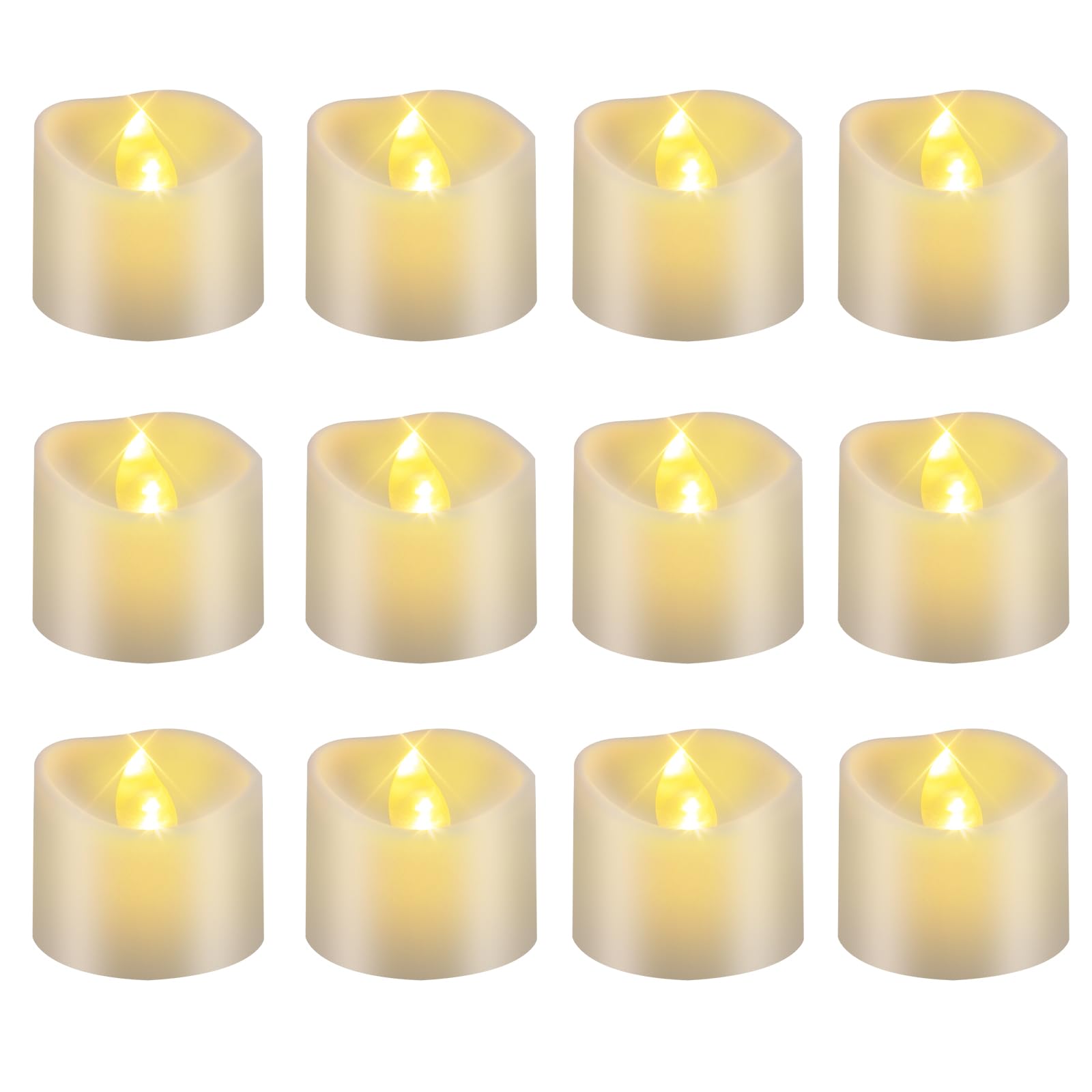 Windshell Warm White Flickering Flame LED Tea Lights, Auto 6H Timer (No Remote), Battery Operated Flameless Tealight Candles for