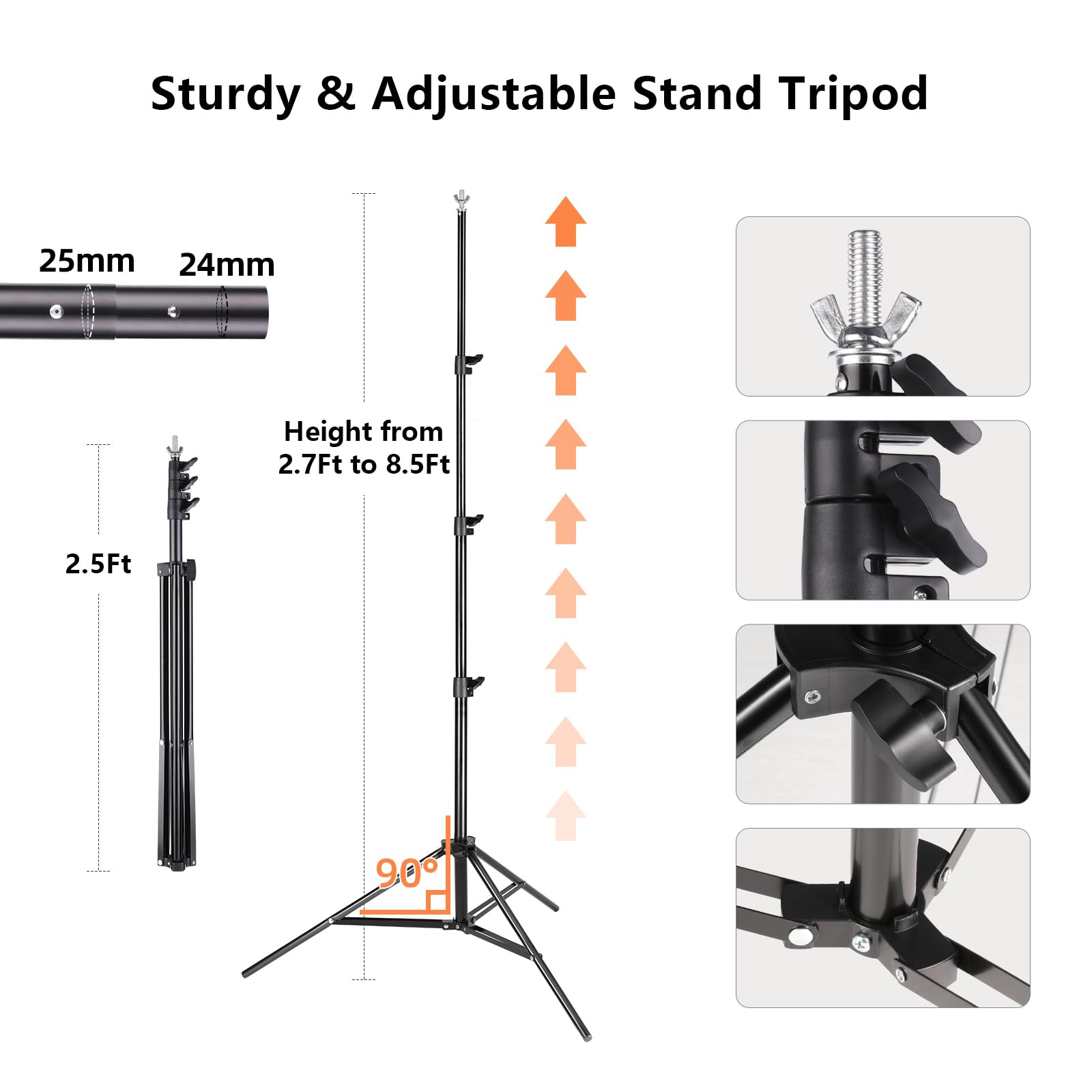 Backdrop Stand 8.5X10Ft, Photo Video Studio Adjustable Backdrop Stand For Parties, Wedding, Photography, Advertising Display