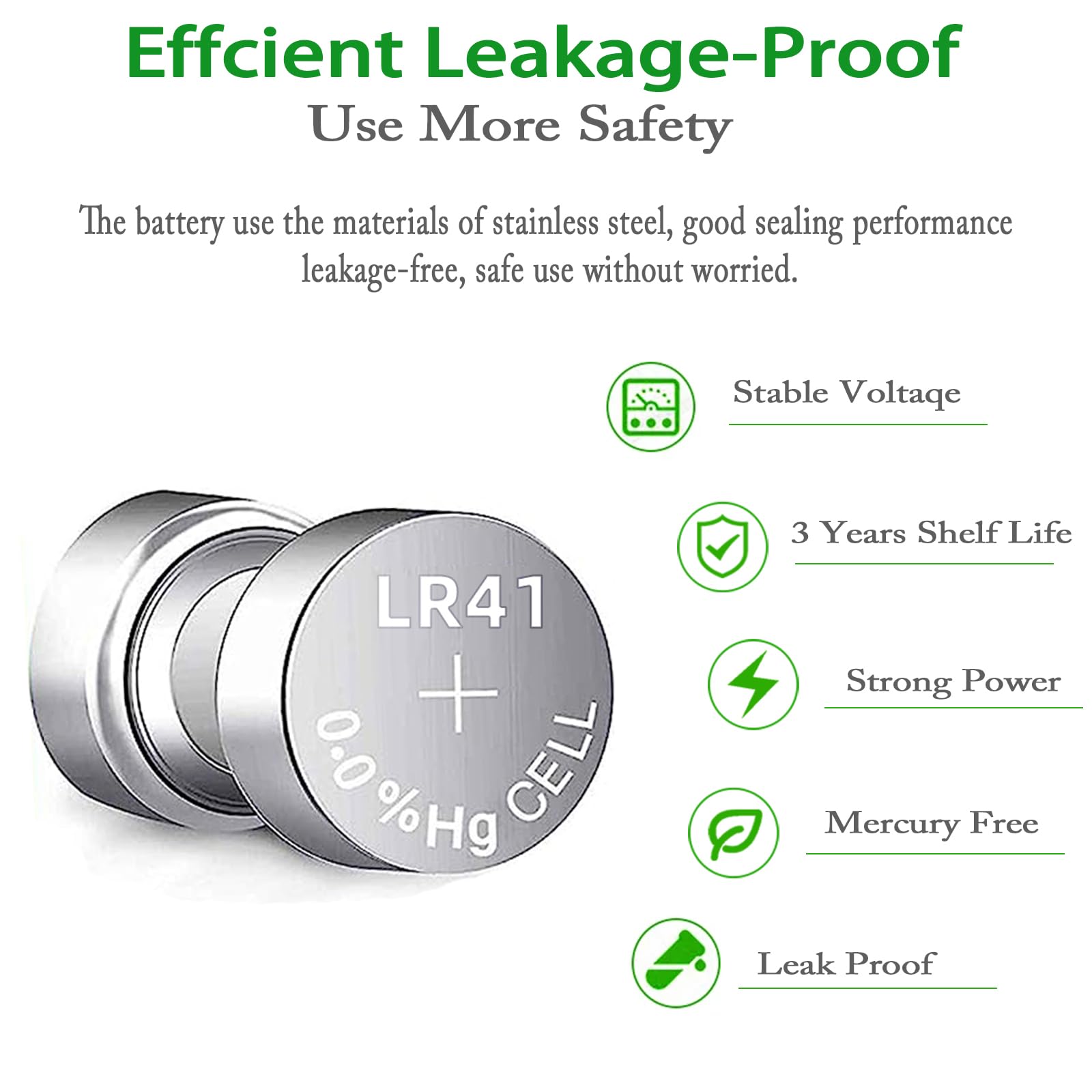 Lr41 Button Batteries Lr41 Sr41 Ag3 736 Battery 1.5V Button Coin Cell Batteries (10 Count)