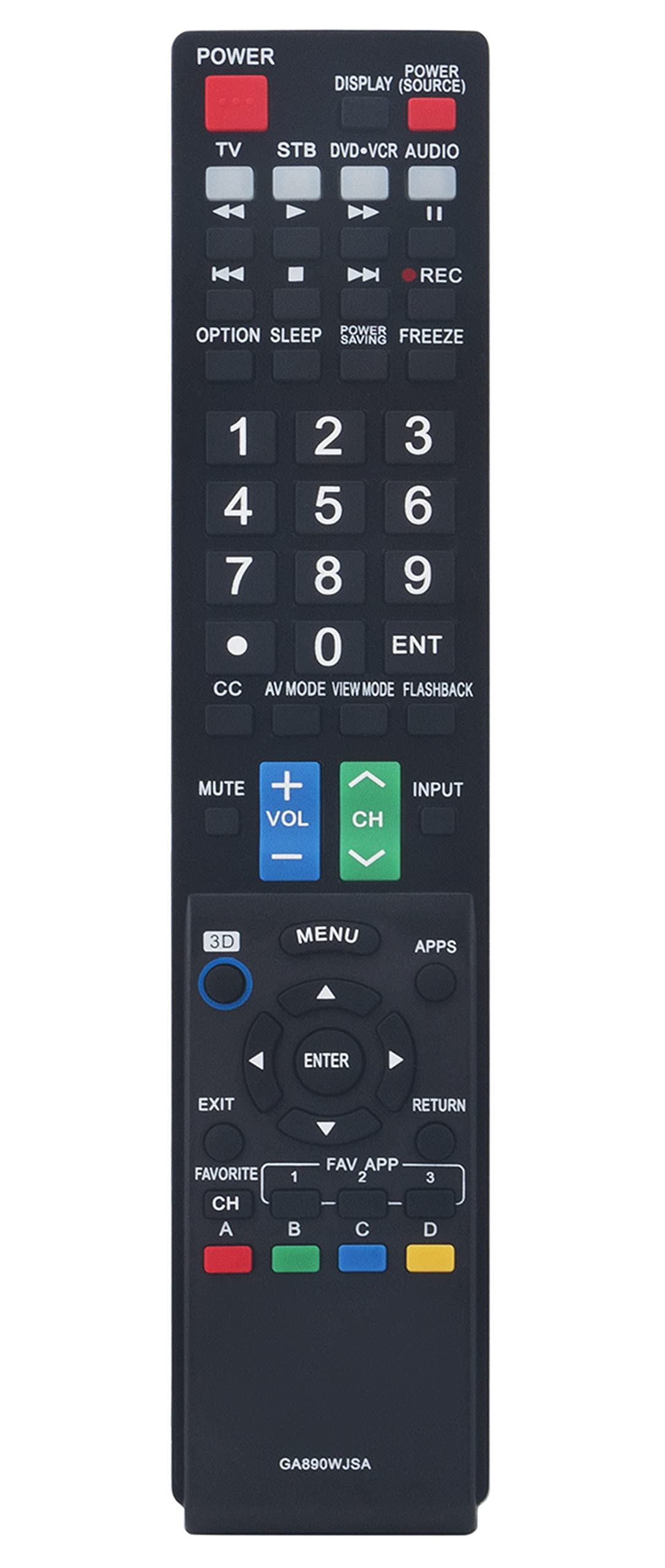 GA890WJSA Replaced Remote fit for Sharp AQUOS TVs LC42LE540U LC42LE540U LC46LE540 LC46LE540U LC46LE540U LC70C6500U LC70LE75 LC80LE642U GB118WJSA GB004WJSA GB005WJSA GB105WJSA GA935WJSAE