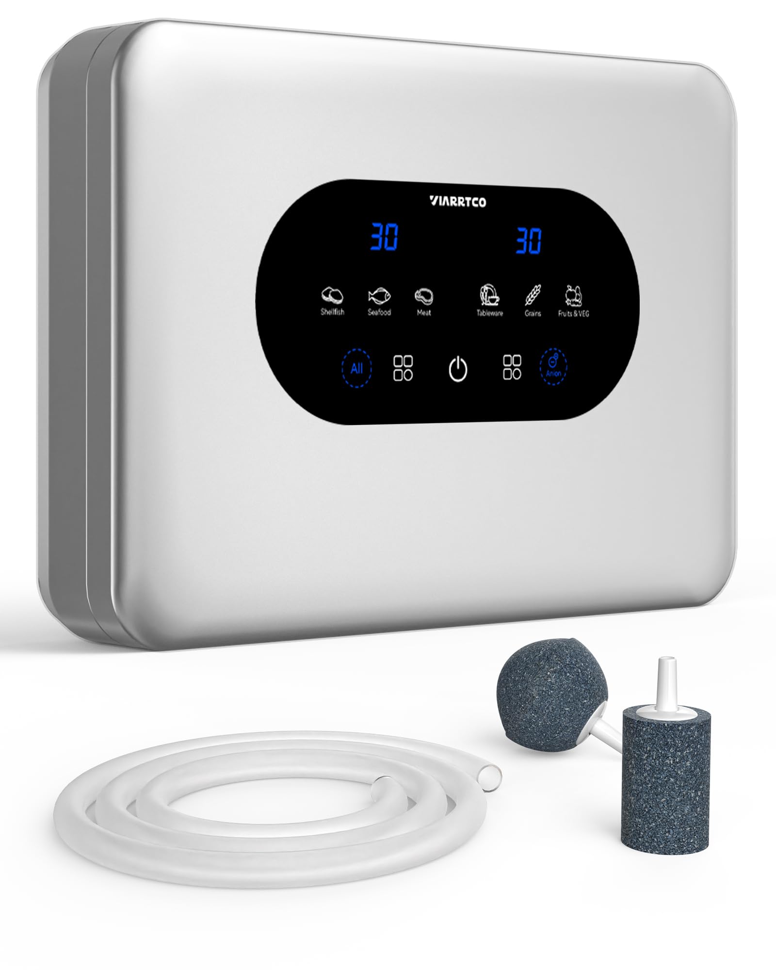 Portable Water and Air Purifier Machine with Dual Outlets, Negative Ion Function and Timer, Silver