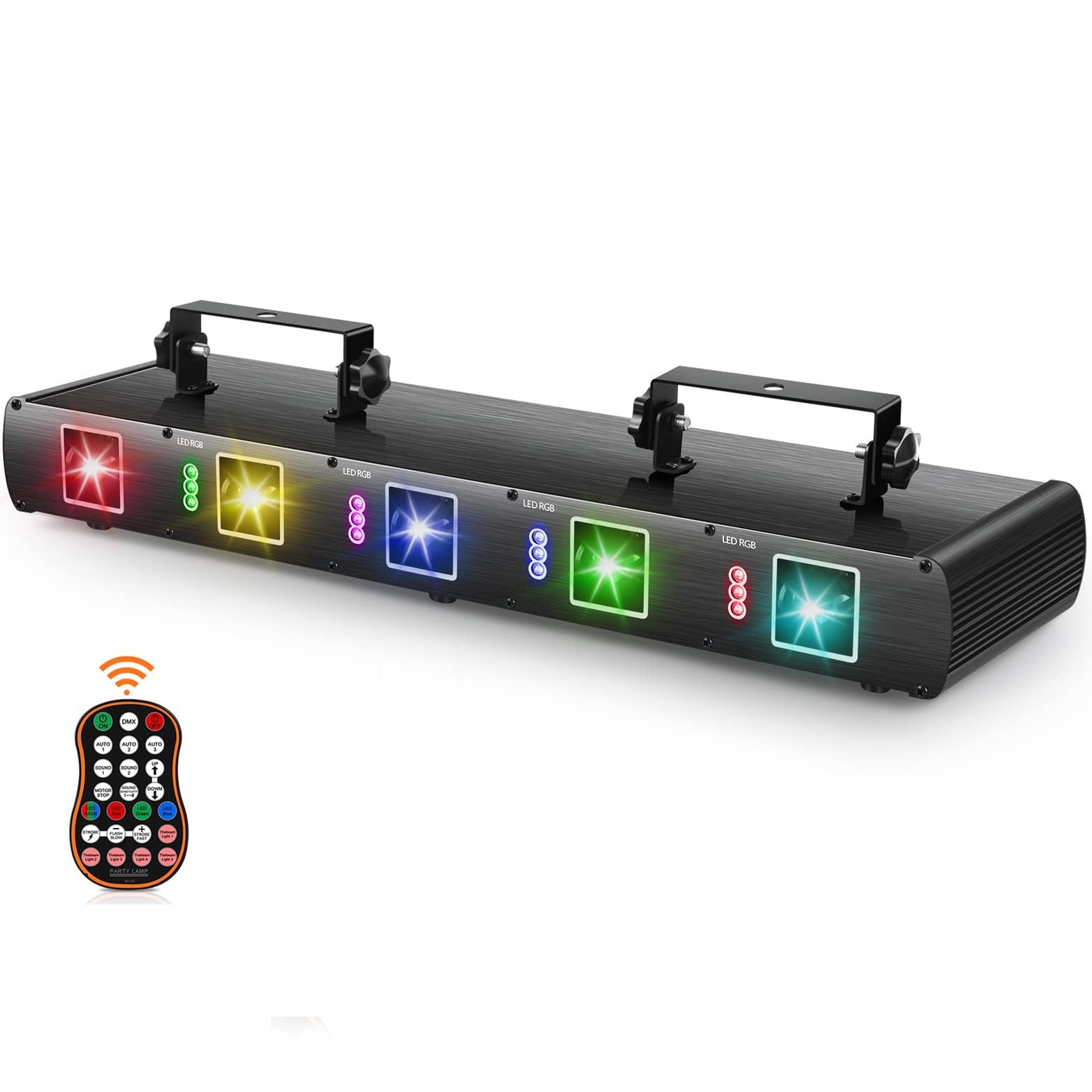 Uking Stage Laser Light Dj Light, 5 Beam Effect Sound Activated Dj Party Lights Rgbyc Led Projector Party Lights Music Lights W