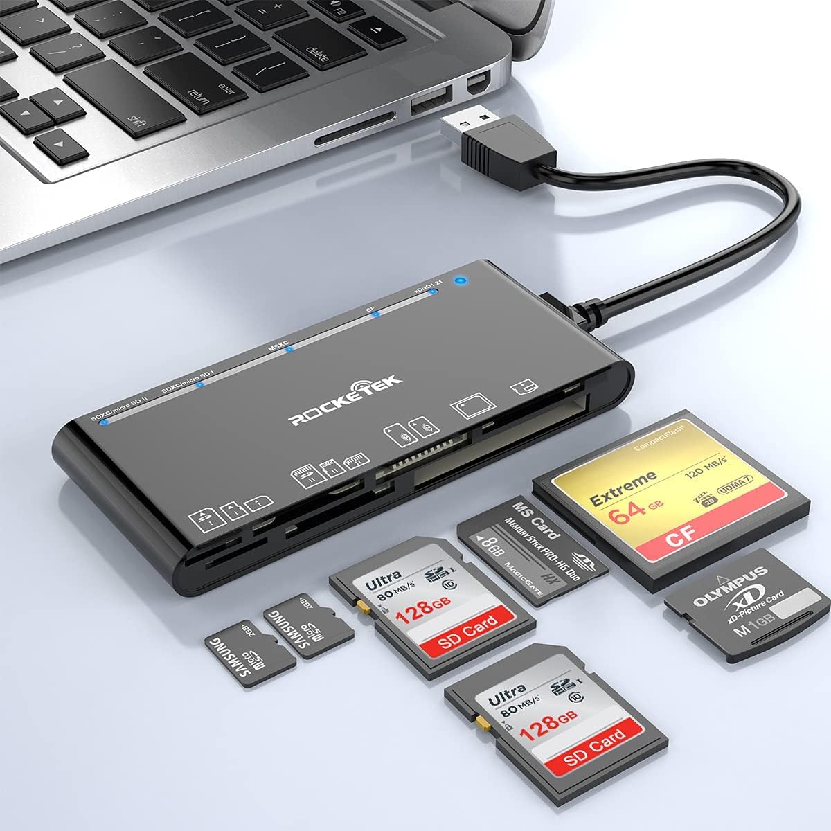 Usb 3.0 Sd Card Reader, 7 In 1 Multi Memory Card Reader For Sd Sdxc Sdhc Micro Sd Cf Ms Mmc Camera Memory Card Xd Card Reader, Plug And Play Simultaneously Read/Writer(5Gbps) For Mac Os, Windows