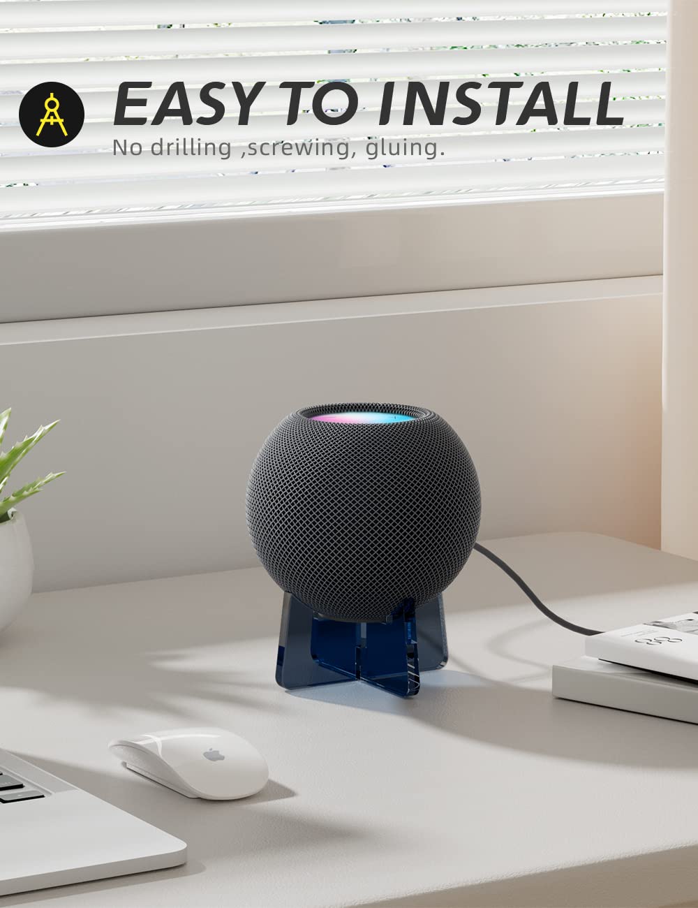 Acrylic Stand For Homepod Mini, Homepod Stand Holder,Safe Stable Mount Protects Homepod Mini Speaker (Transparent Black)