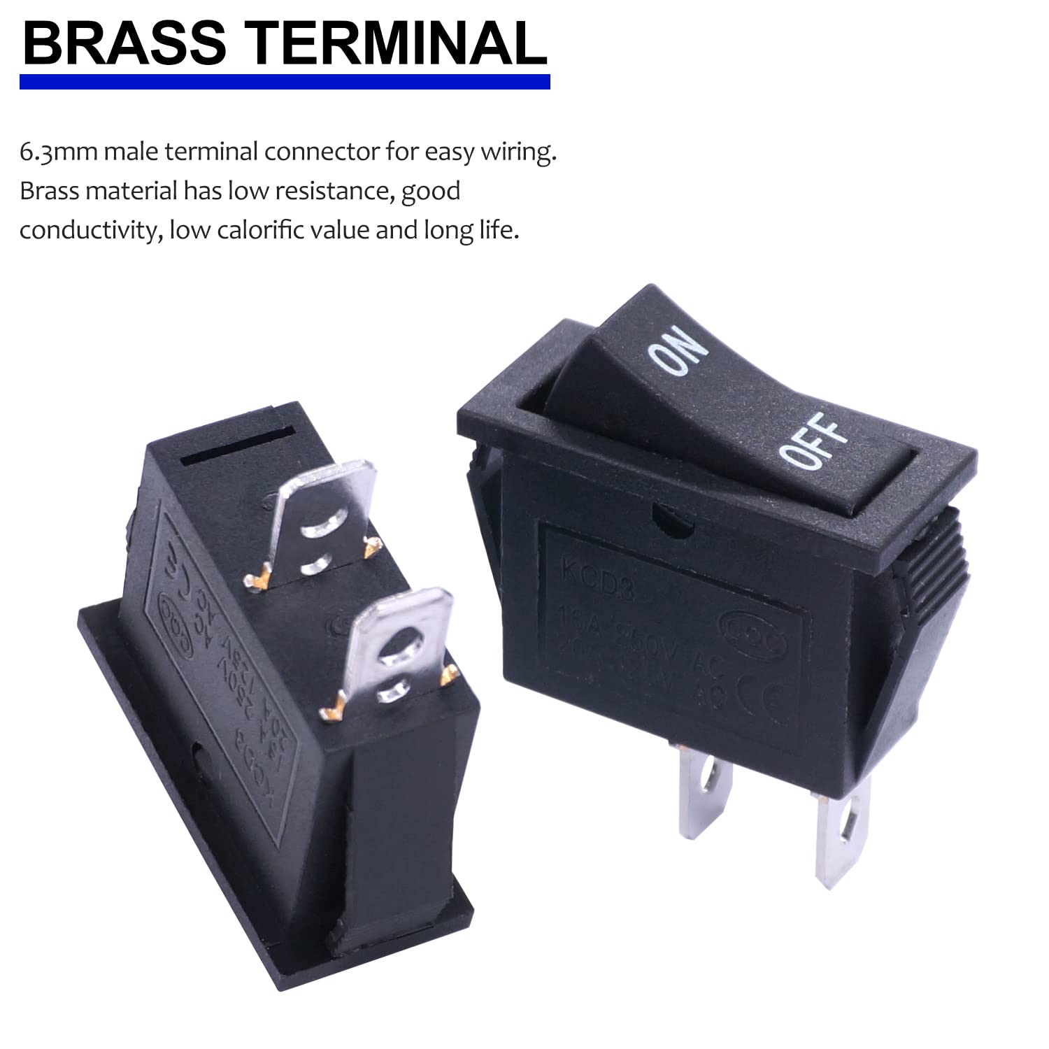 Twidec/5Pcs Rocker Switch 2 Pins 2 Position On/Off Ac 15A/125V 20A/250V Spst Car Boat Black Rocker Switch Toggle Kcd3 101 On Off