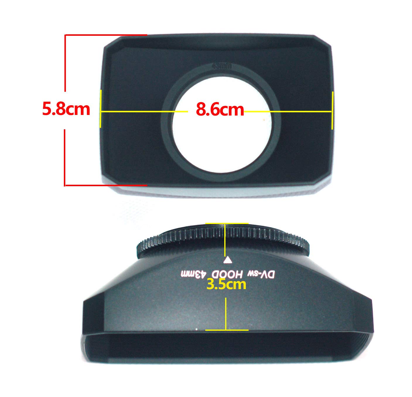 43Mm 16:9 Screw Mount Rectangular Wide Angle Lens Hood + W/B Cap For Canon Vixia Hf R80 R82 R800 R72 R700 R70 R600 R62 R60 Hg10