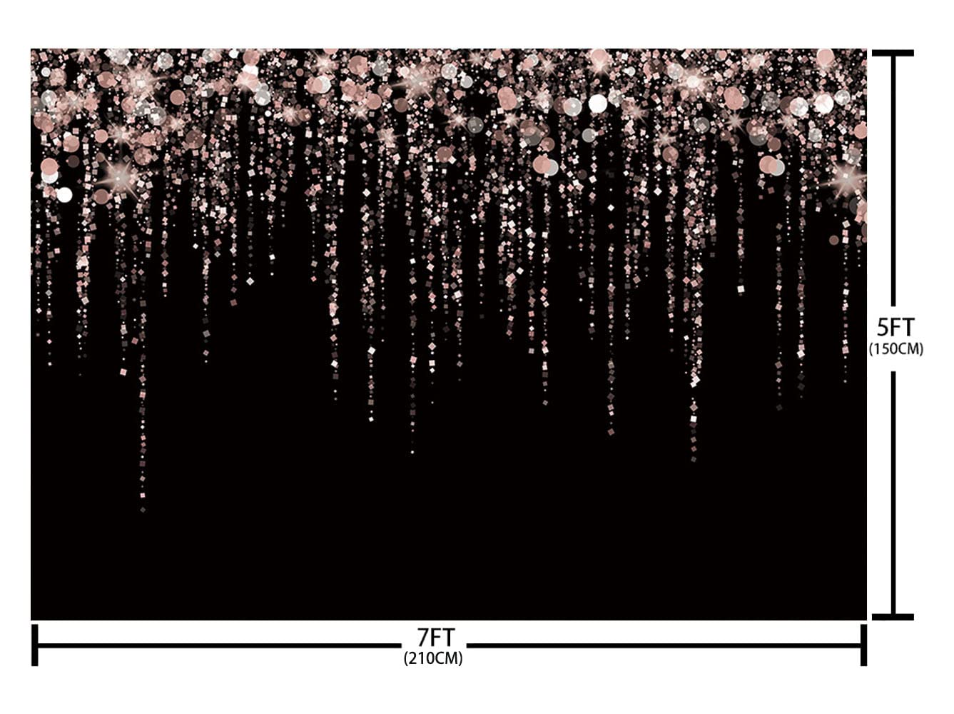 Sendy 7X5Ft Rose Gold And Black Party Photo Backdrop For Girls Rose Gold Spots Bridal Shower Photography Background Glitter Diam
