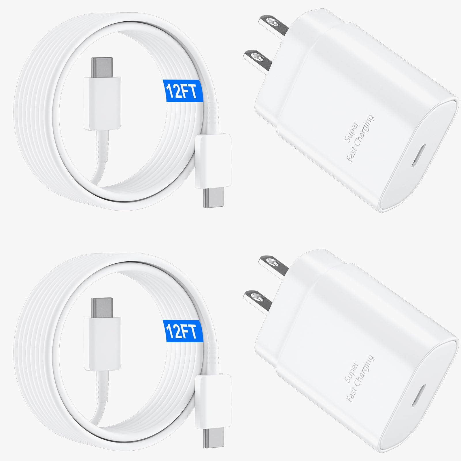 Usb C Fast Charger, 25W Super Fast Charger Type C Wall Charger Block With Android Phone Charger 12Ft Cable For Samsung Galaxy S2