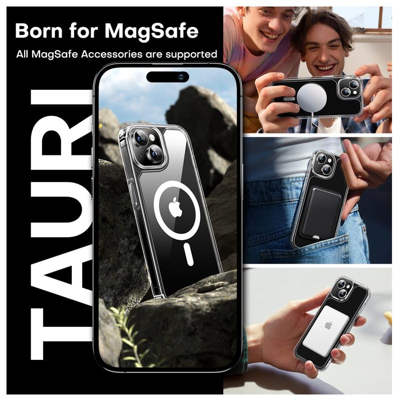 Tauri 5 In 1 Magnetic For Iphone 15 Plus Case, With 2 Screen Protector + 2 Camera Lens Protector, [Enhanced Military Grade Prote