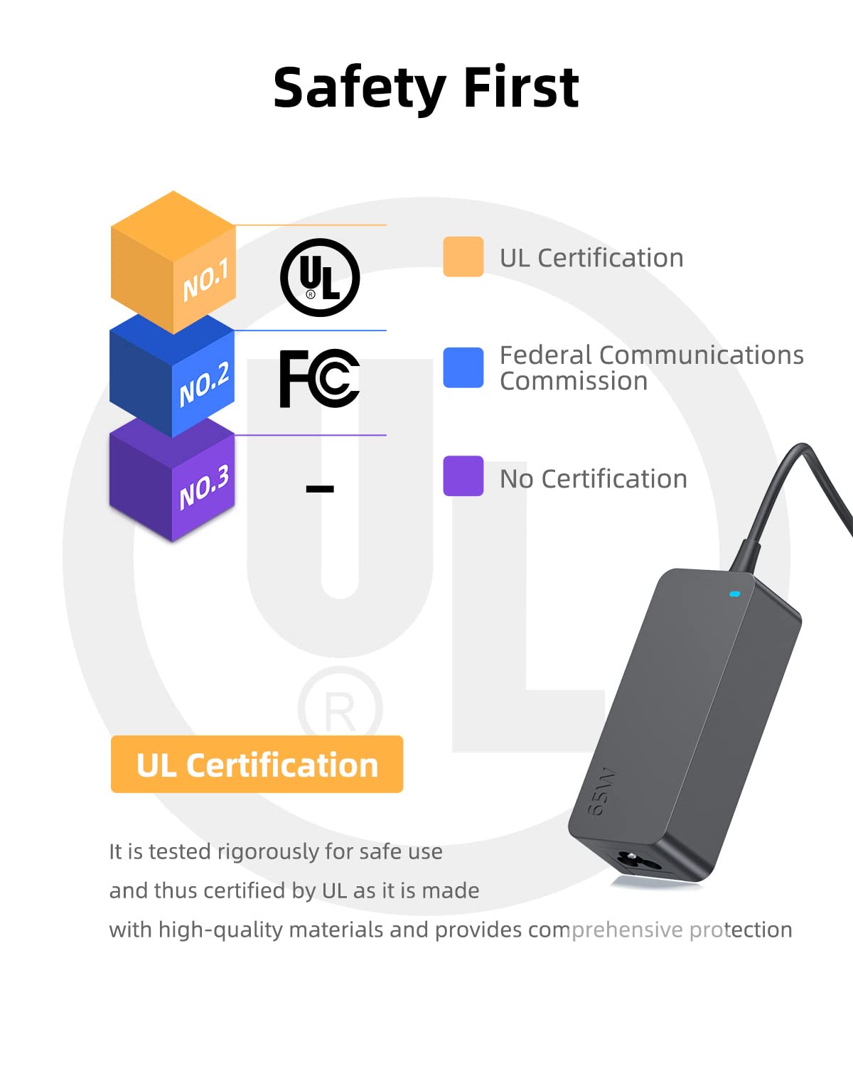 Charger Fit For Lenovo Laptop, Usb C   New Version   10Ft Extended Sturdy Cable, Power Light, (Ul Certified Safety), Pd Fast Charging, Thinkpad, Yoga, 65W, 45W