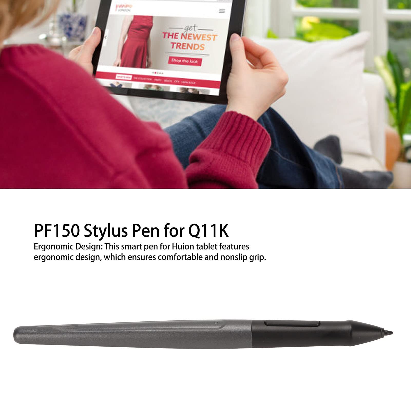 Pf150 Pen For Q11K, Graphics Tablet Pen Pf150 Pen With 2 Programmable Keys For Huion Q11K Graphics Tablet