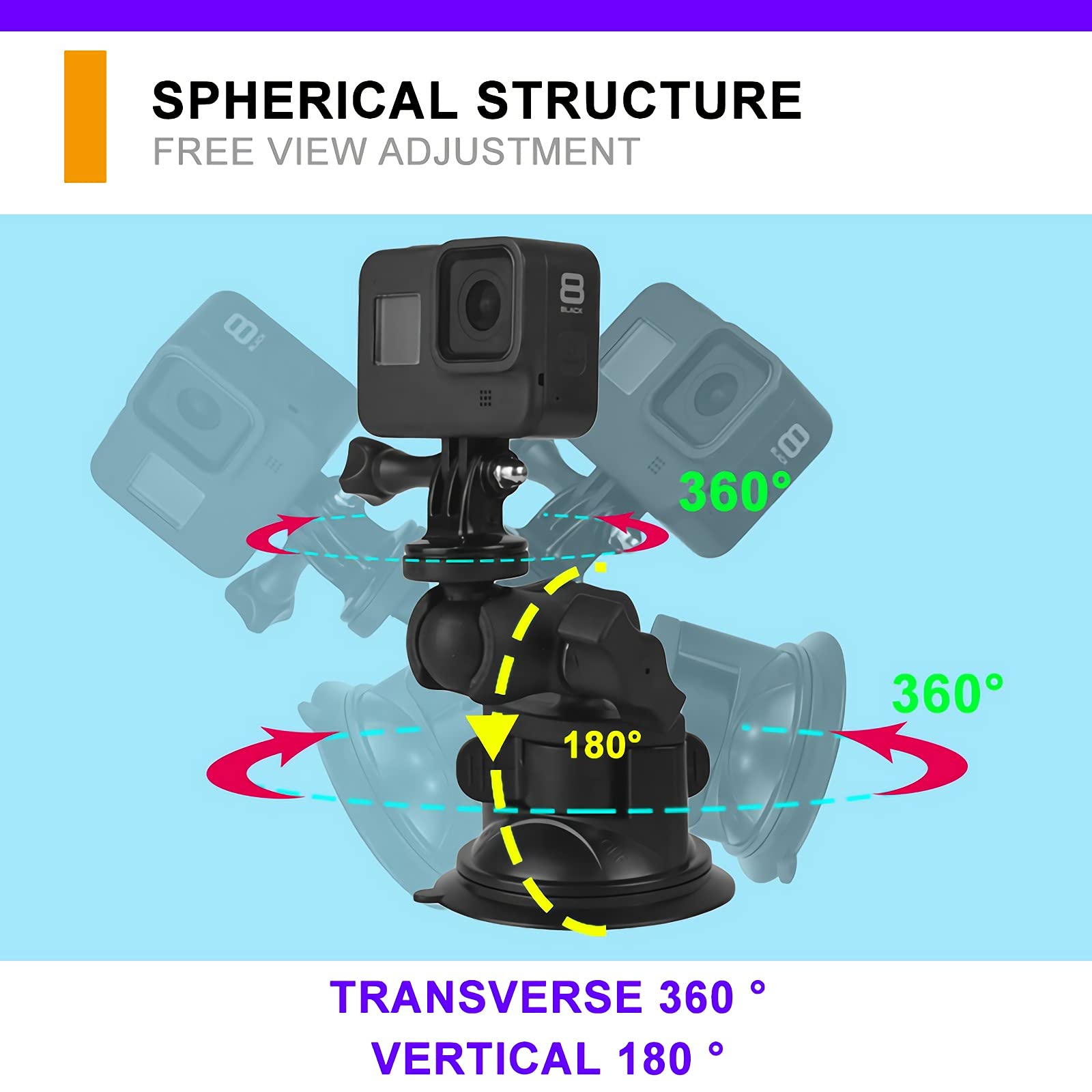 Car Windshield Suction Cup Mount For Insta360 Ace Pro One X4 X3 X2 X R Rs Go 2 3, Gopro Hero Max Fusin 12 11 Accessories And Dji