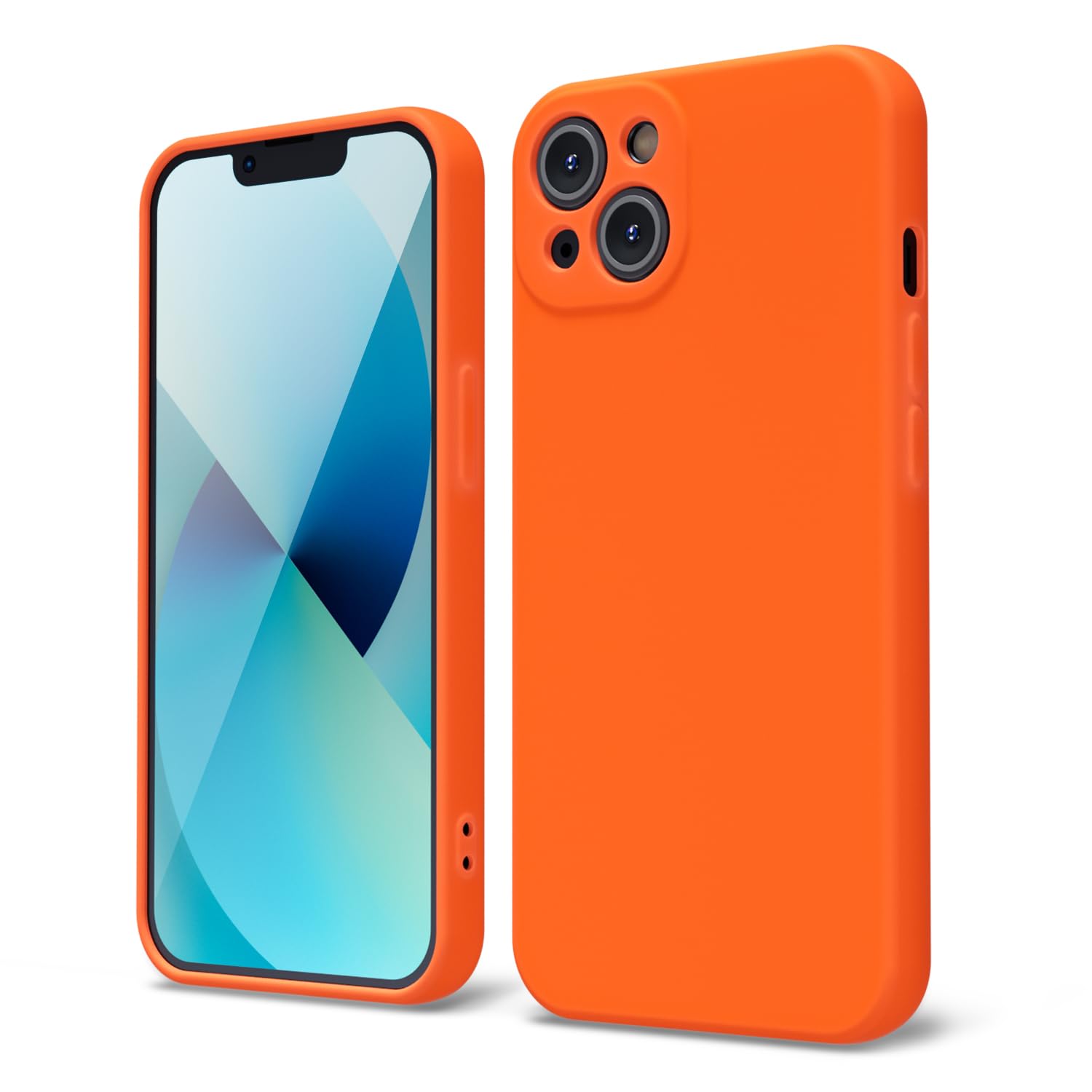 Oakxco For Iphone 13 Phone Case Liquid Silicone, Fluorescent Bright Solid Color, Cute Thin Slim Soft Rubber Tpu Plain Smooth Gel