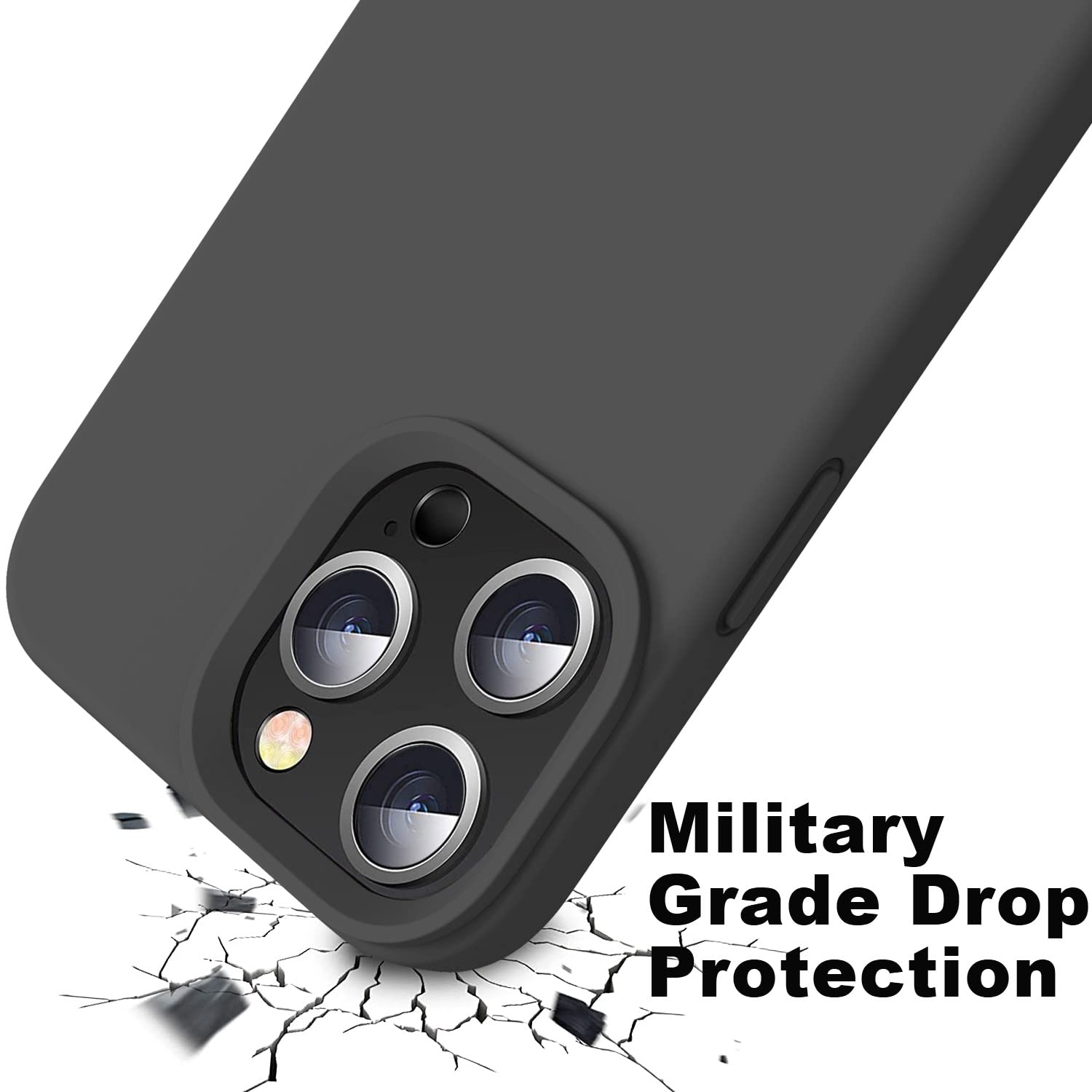 Ktele iPhone 14 Pro Max Shockproof Liquid Silicone Case with Camera Protection Space Grey