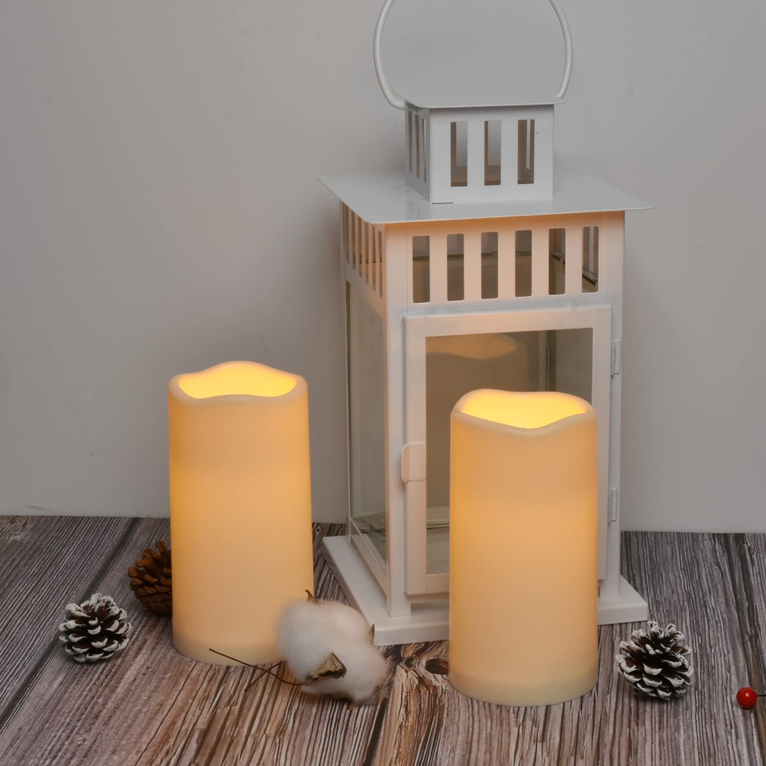 Artmarry Flickering Flameless Candles 12 Pack Large (D 3.0'' X H 6'') Led Candles Pillar Outdoor Indoor Waterproof Battery Opera