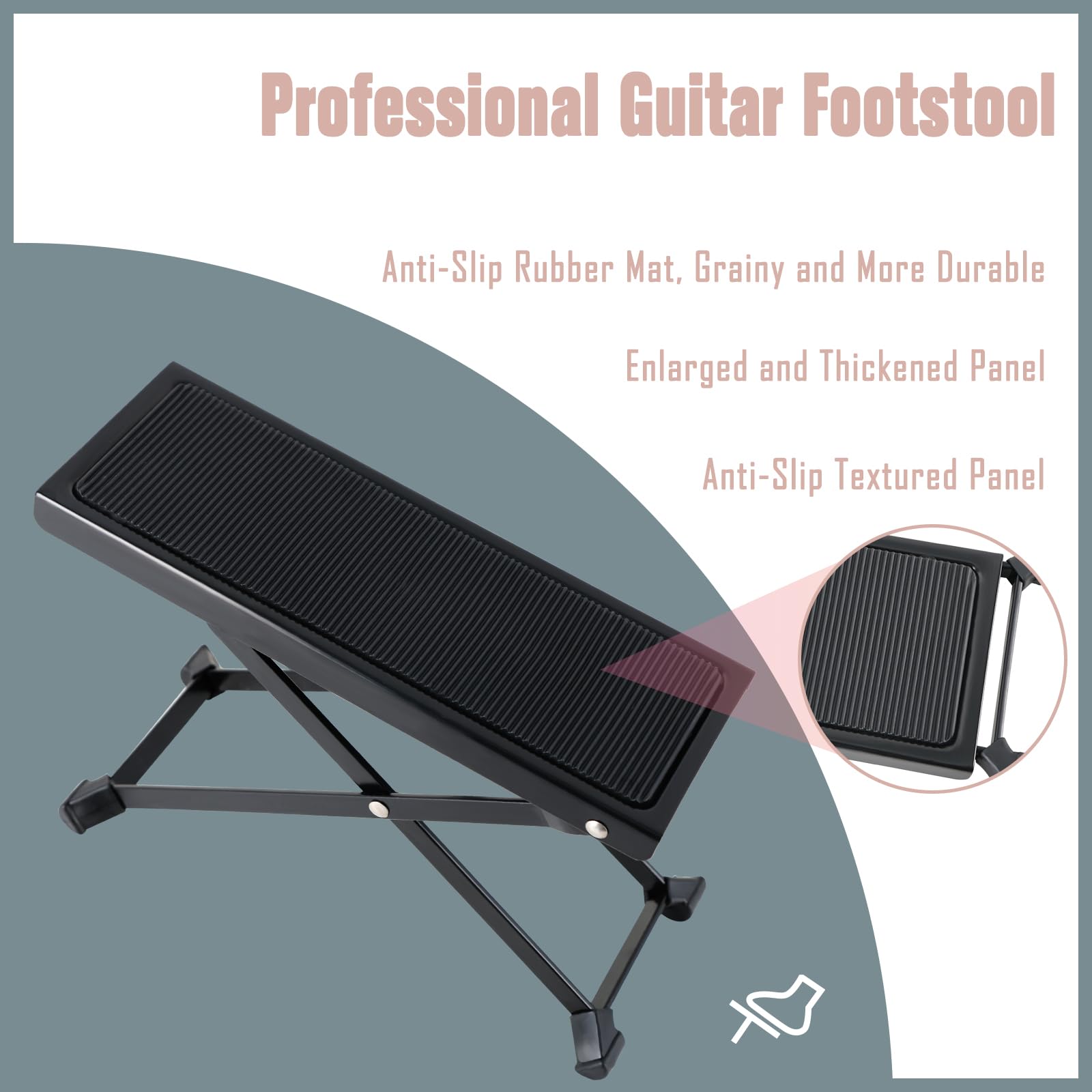 Eastrock Guitar Foot Stool Height Adjustable Folding Guitar Foot Rest Made Of Solid Iron Guitar Foot Stand For Classical Guitar