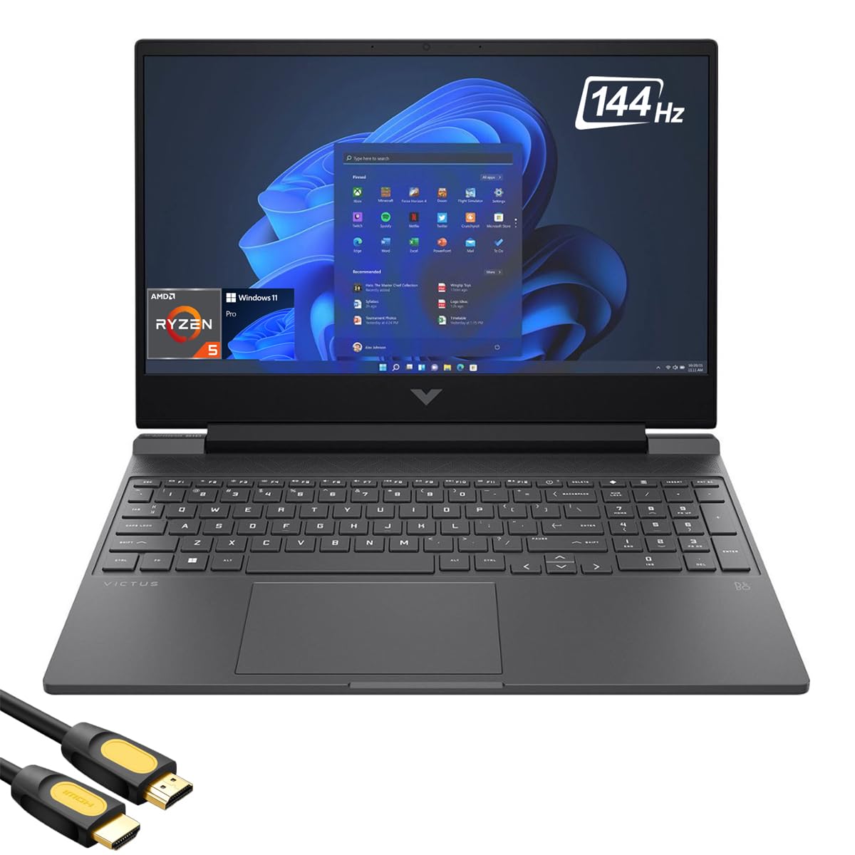 HP Victus Gaming Laptop, 15.6 FHD IPS 144Hz Display, AMD 6-Core Ryzen 5 7535HS(Beat i7-11600H), GeForce RTX 2050, 32GB DDR5, 2TB