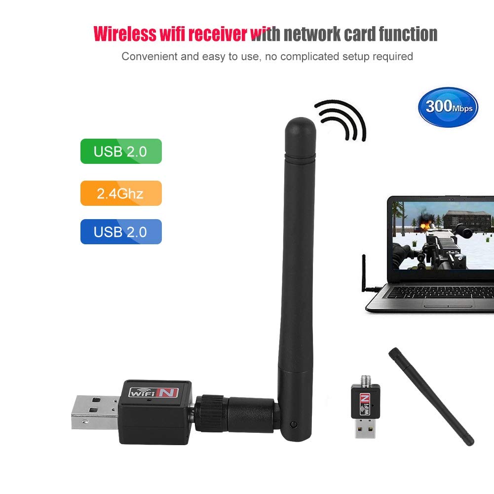 300Mbps Usb2.0 Network Card Adapter Dongle Transceiver 2.4Ghz For Windows 2000 / Xp/Vista / 7/8 / 10 / Linux
